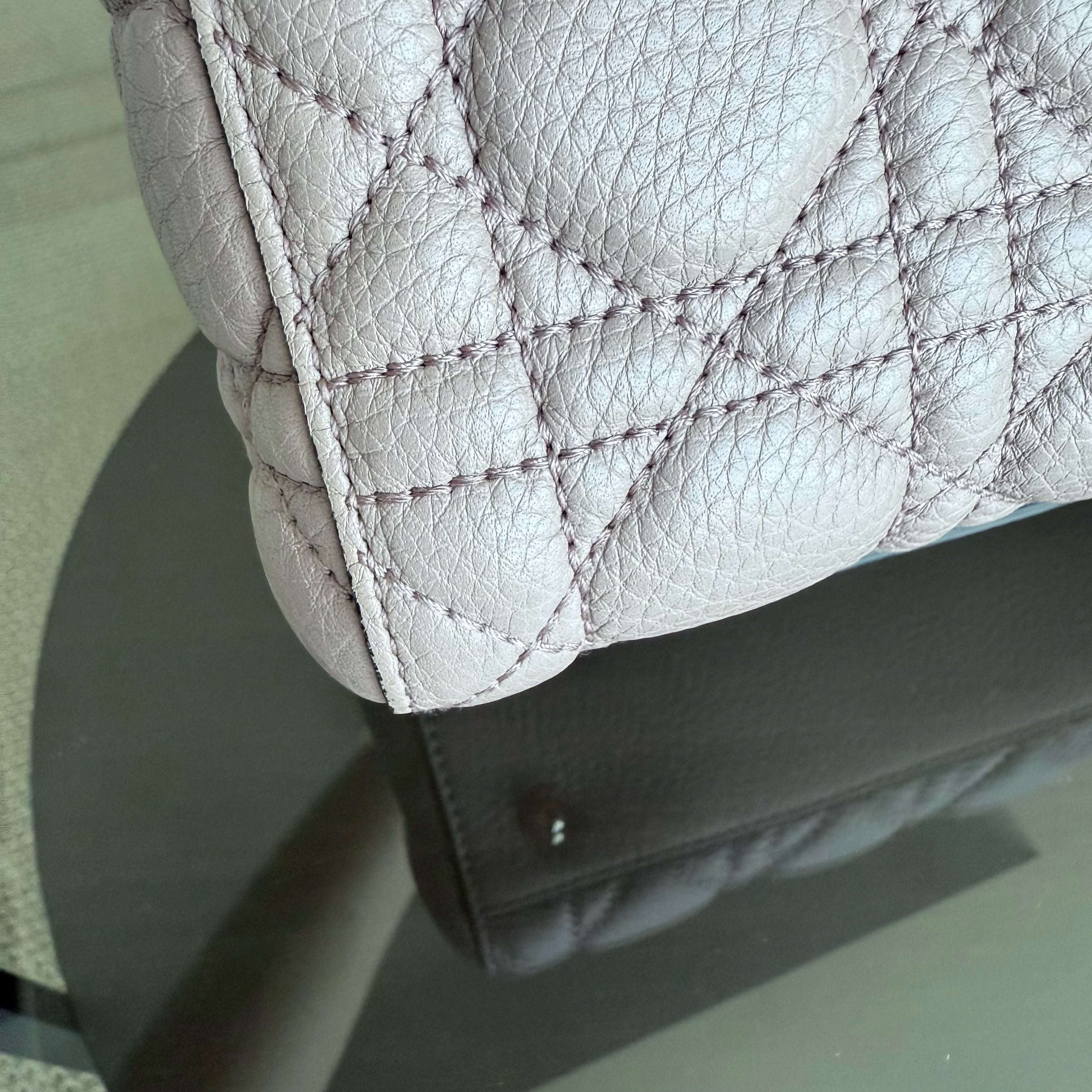 Dior Lady Medium Flap - Grained Calfskin Caviar Cannage Nude Pink Gold Hardware