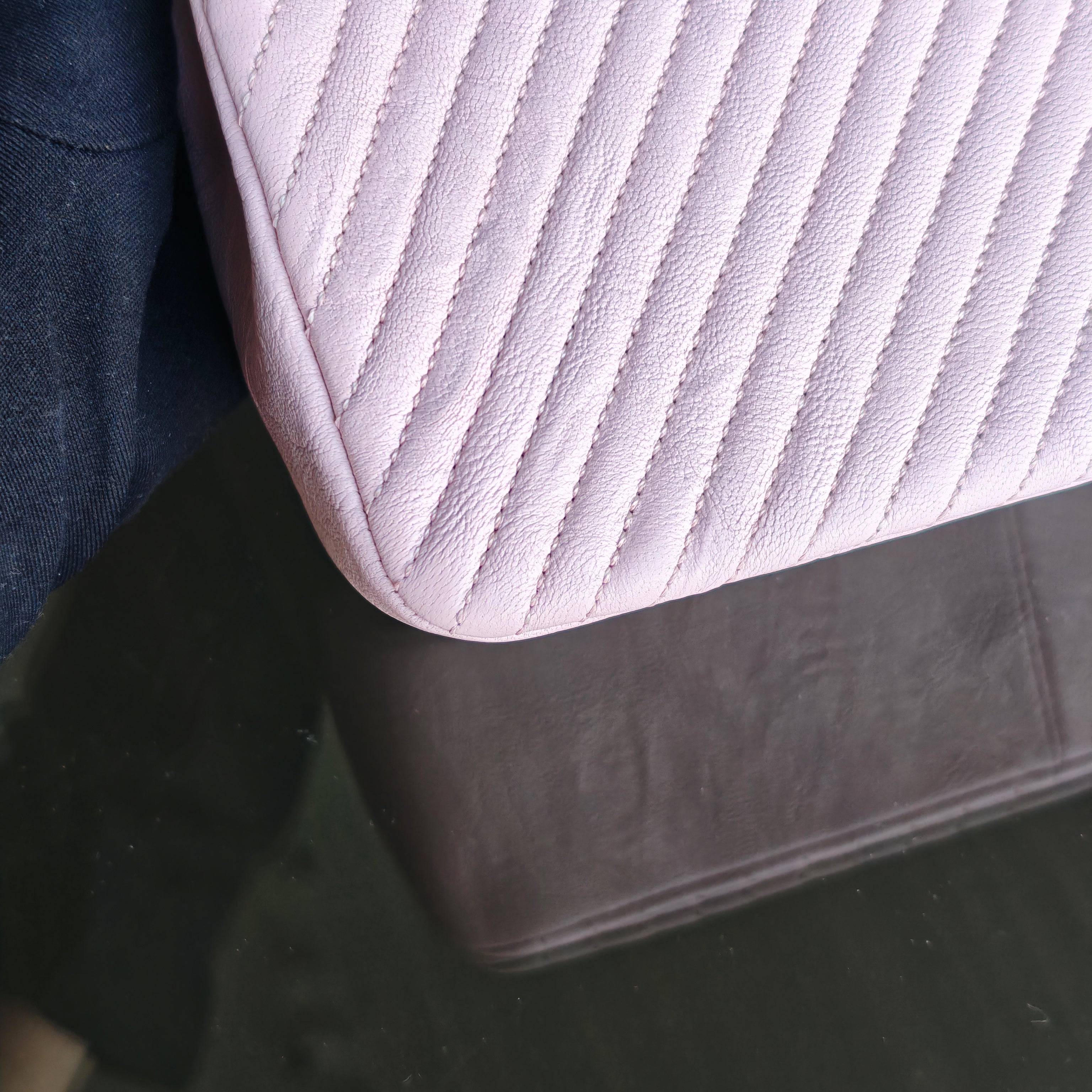 Chanel Seasonal Flap - Chevron Surpique CC Herringbone Medallion Flap Light pink Gold Hardware Series 22