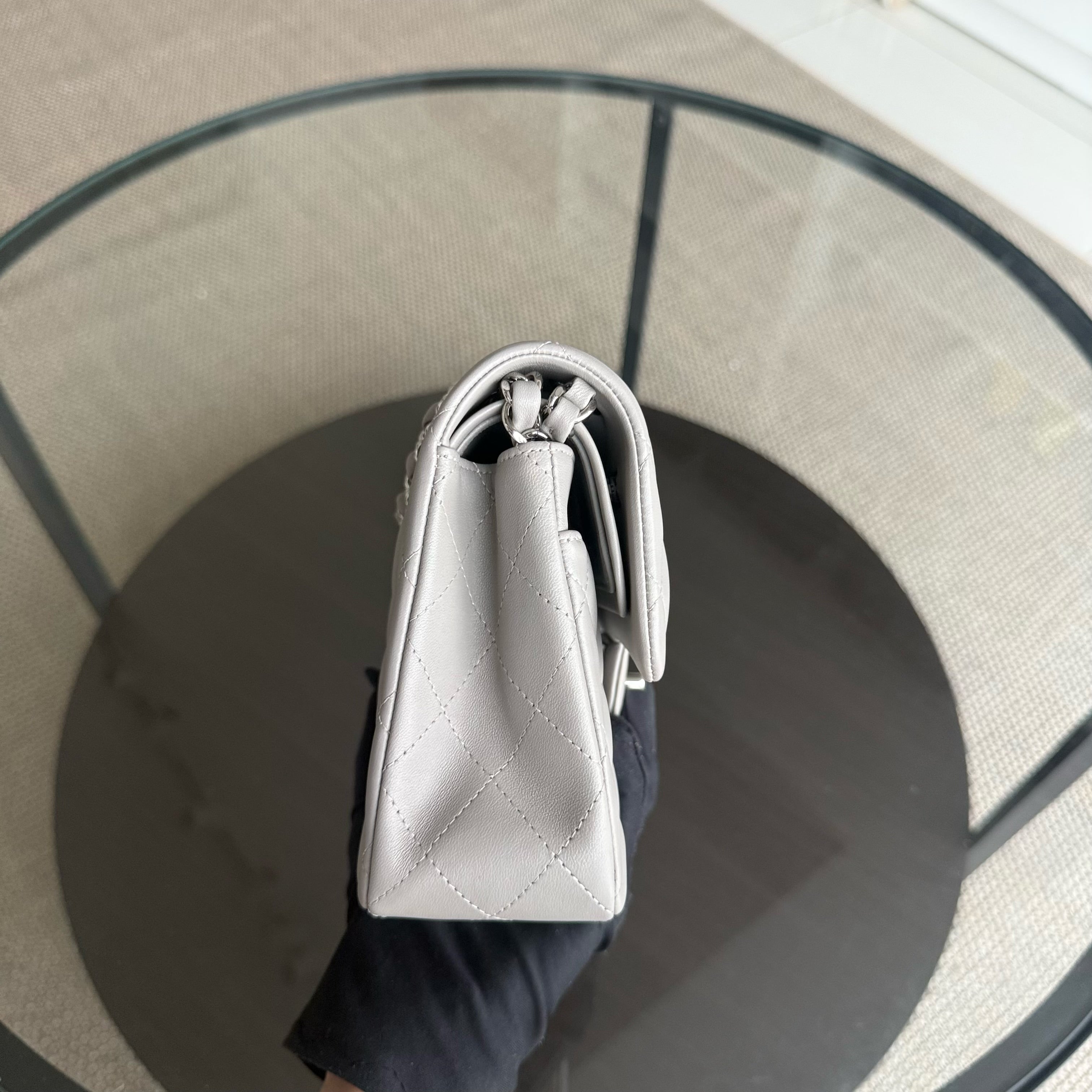 Chanel Classic Flap Small - Lambskin 23CM Quilted Grey Gray Silver Hardware Series 28