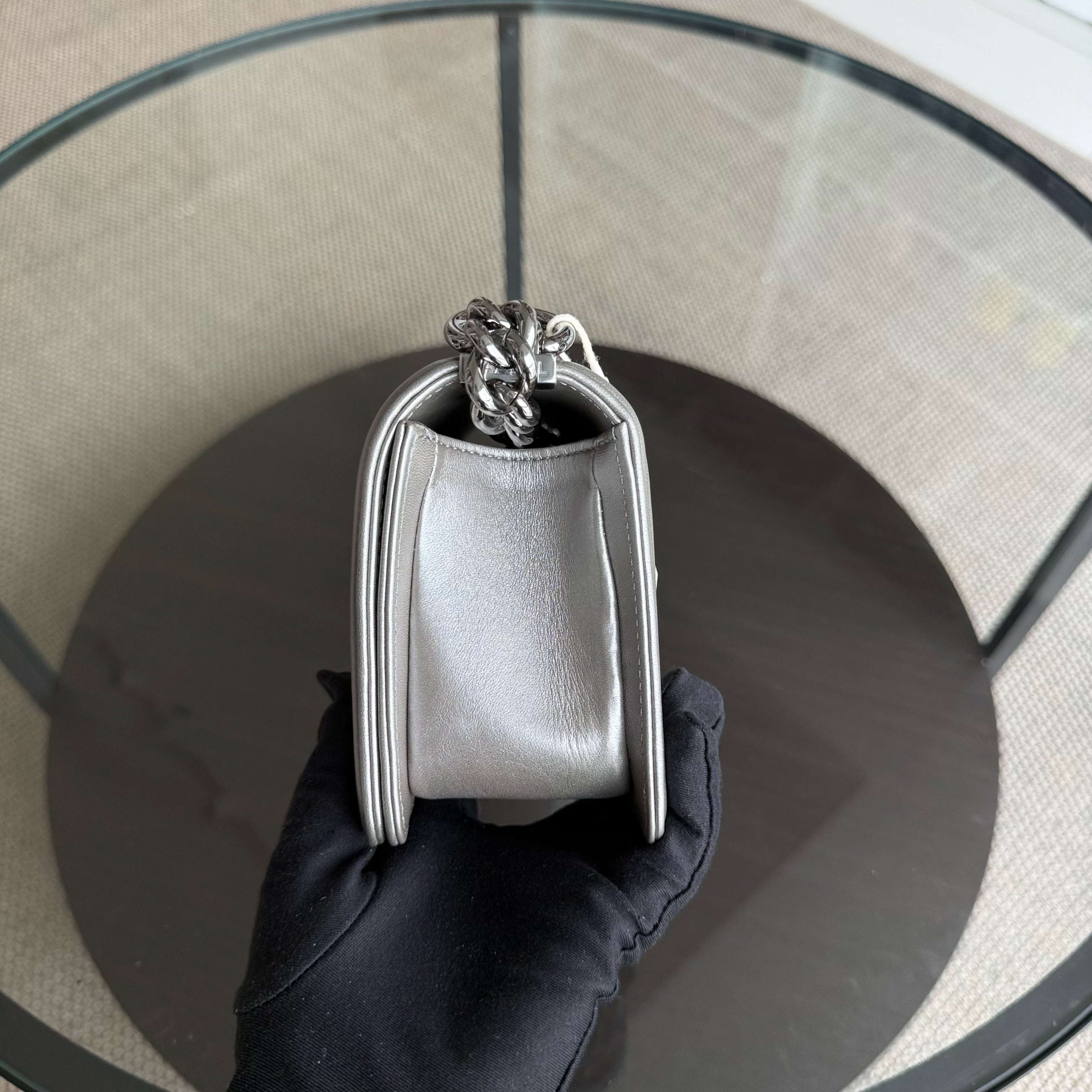 Chanel Boy Small - 20CM Stingray Gray Grey Silver Hardware Series 27