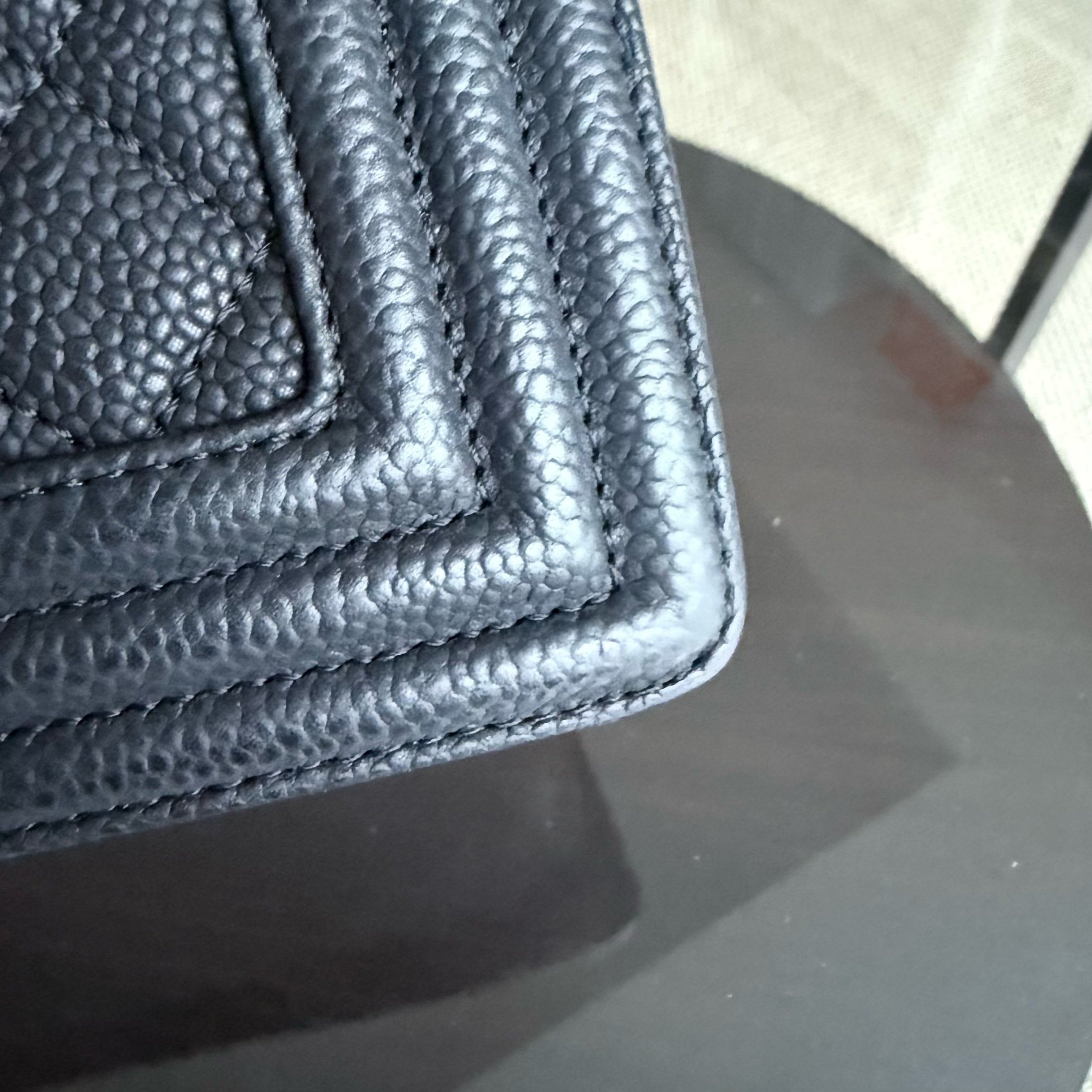 Chanel Boy Medium - 25CM Caviar Iridescent Grained Calfskin Black Silver Hardware Series 17
