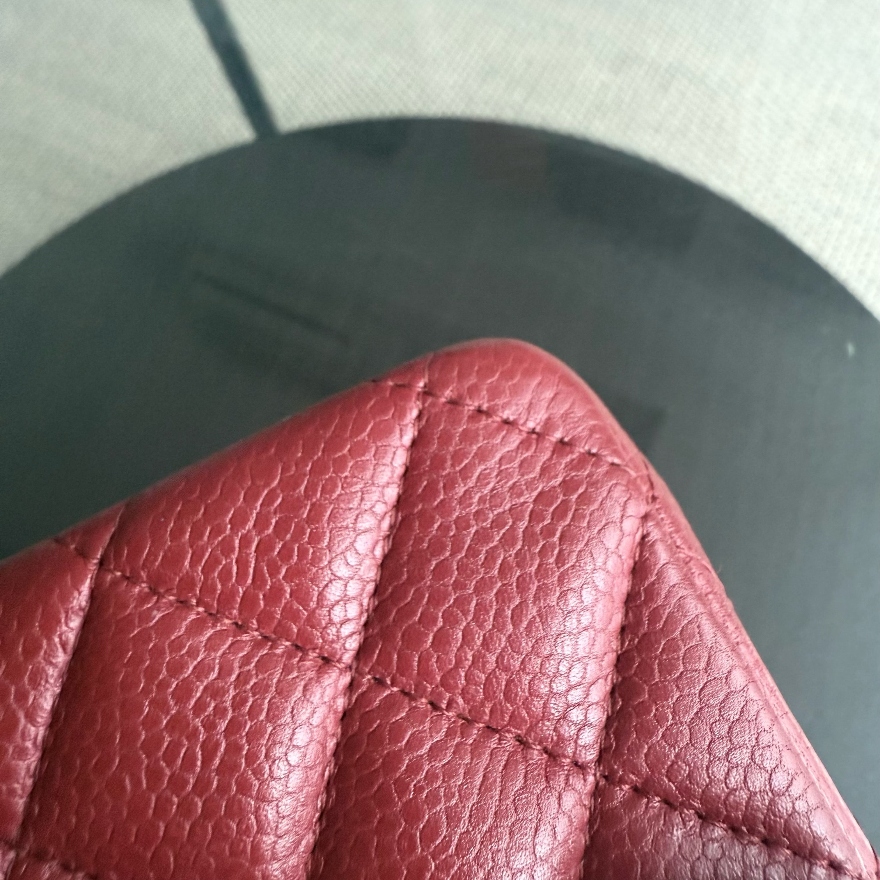 Chanel Classic Flap Medium - Caviar 25CM Quilted Grained Calfskin Dark Red Silver Hardware Series 16