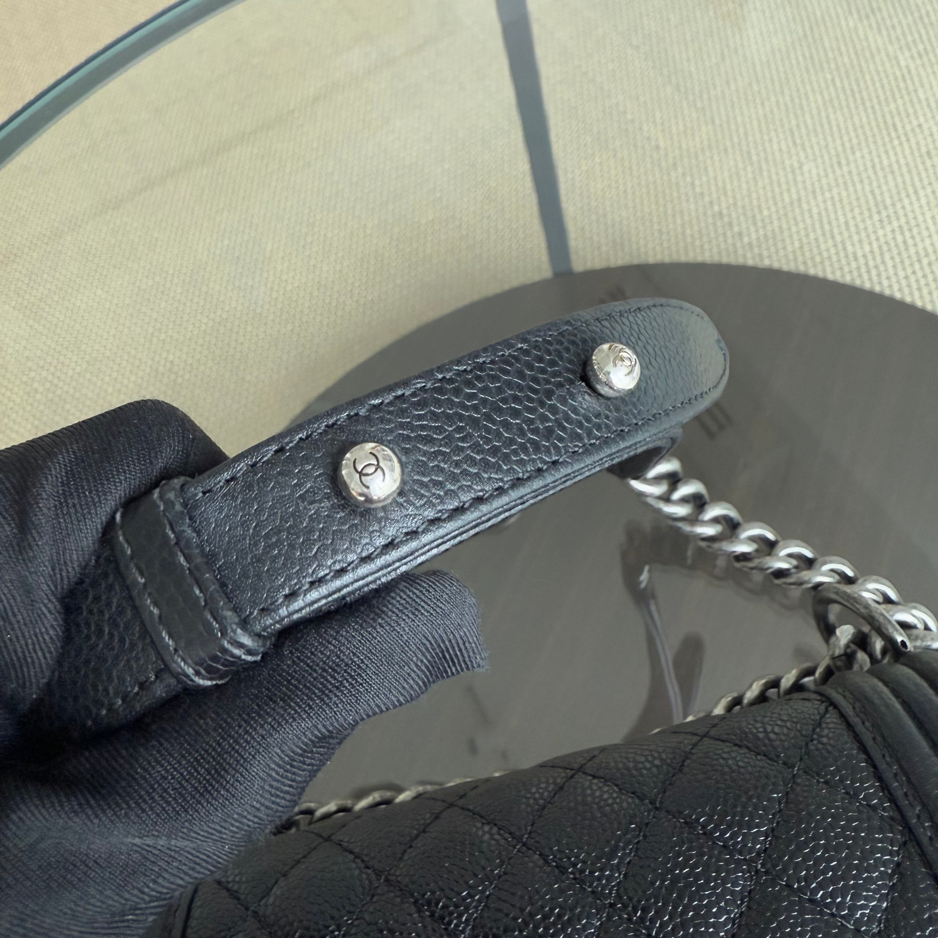 Chanel Boy Small - Caviar 20CM Quilted Black Ruthenium Silver Hardware Series 23