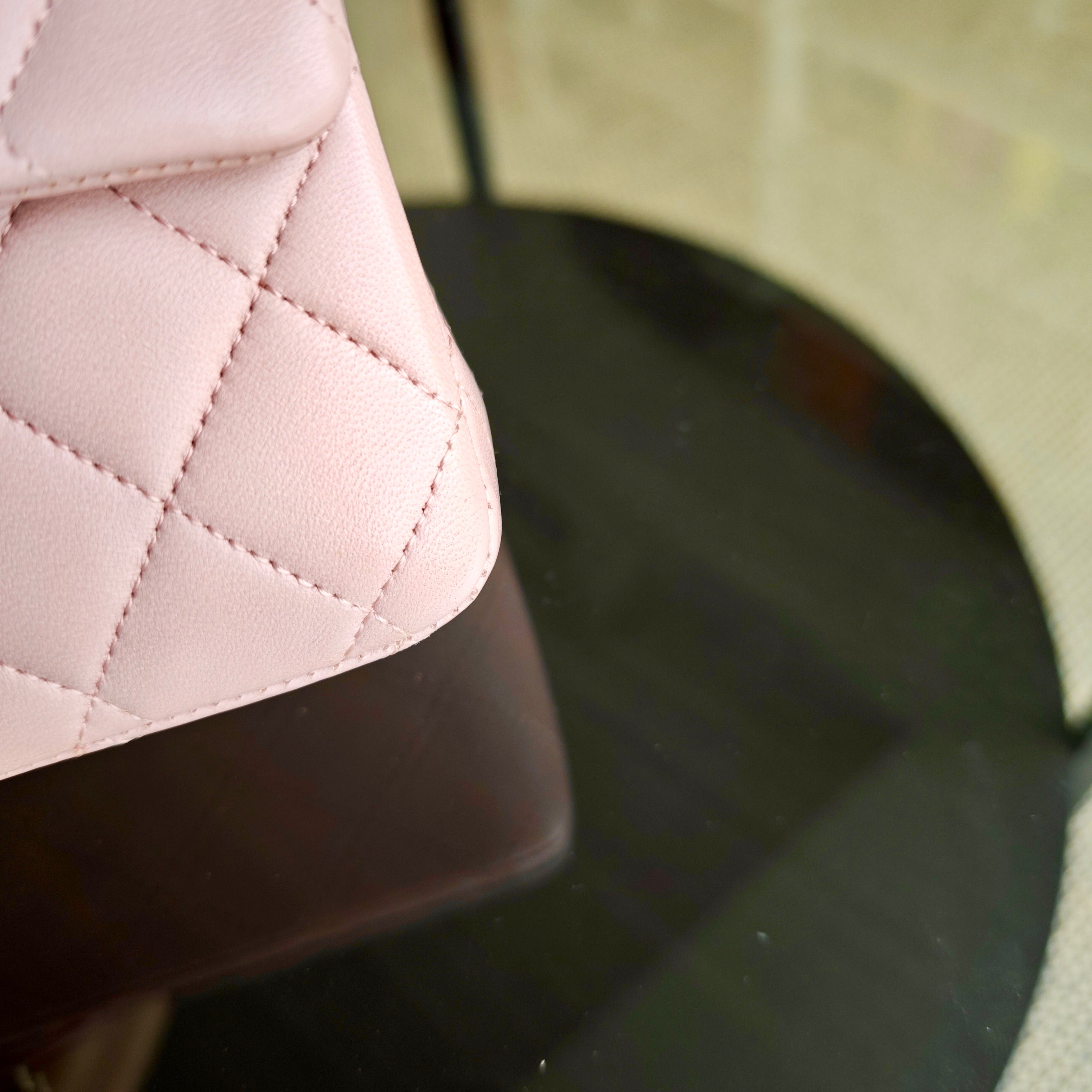 Chanel Classic Flap Medium - 25CM Quilted Lambskin Light Sakura Pink Gold Hardware