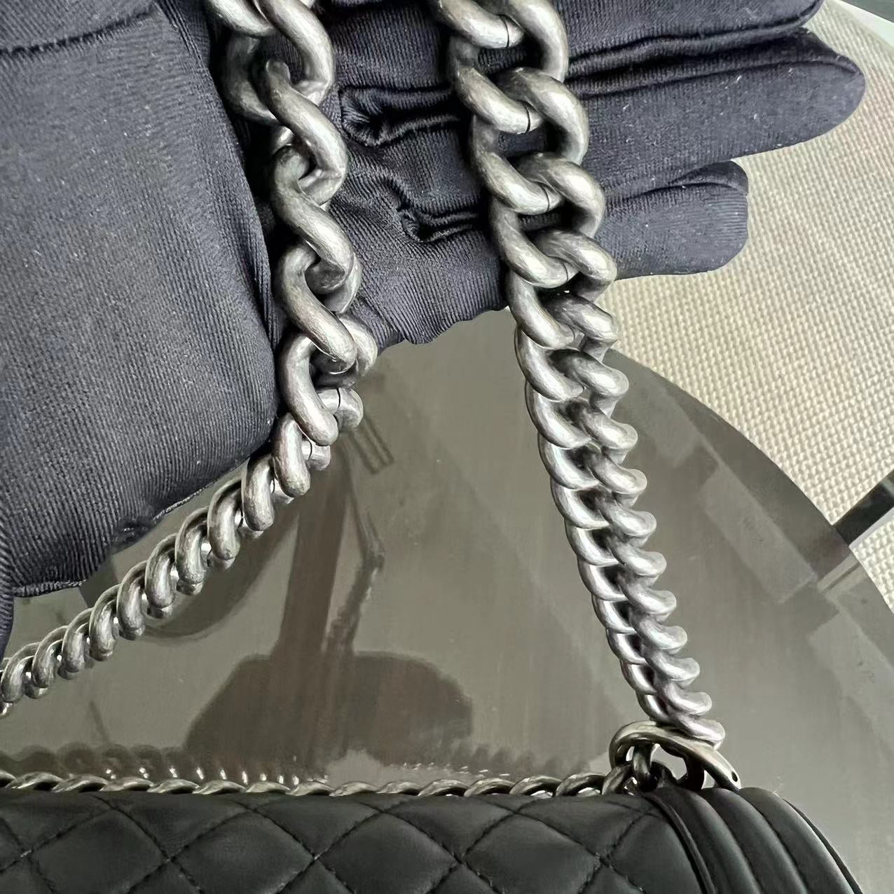Chanel Boy Medium - 25CM Quilted Calfskin Black Limited Edition Ruthenium Silver Hardware Series 20