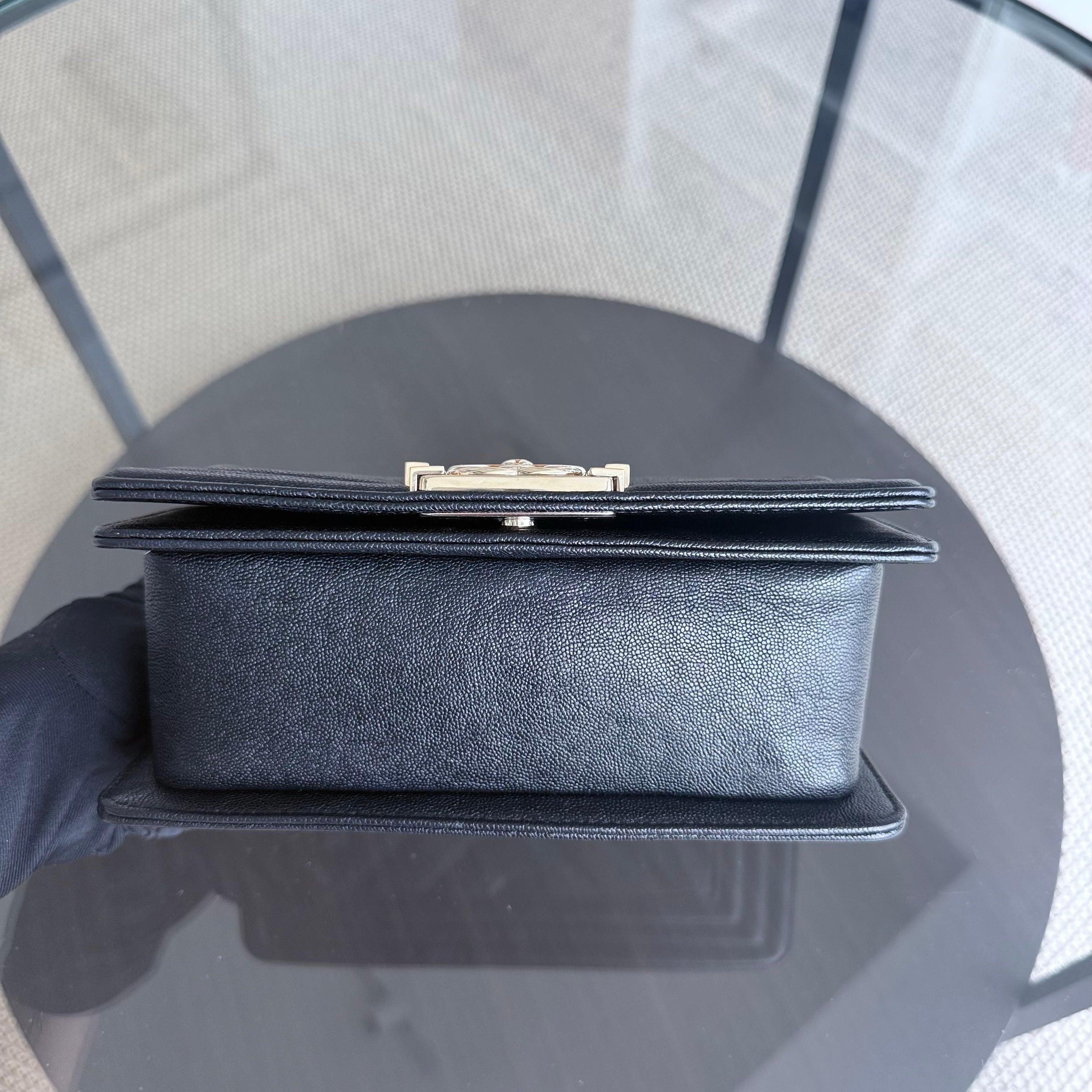 Chanel Boy Small - Caviar 20CM Chevron Black Shiny Gold Hardware Series 27