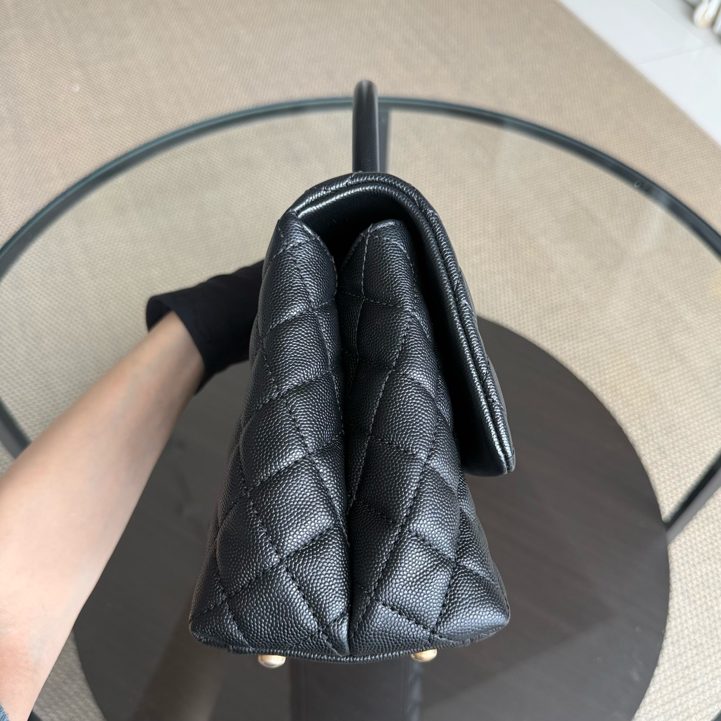 Chanel Coco Handle Medium - Caviar 29CM Quilted Black Gold Hardware Series 25