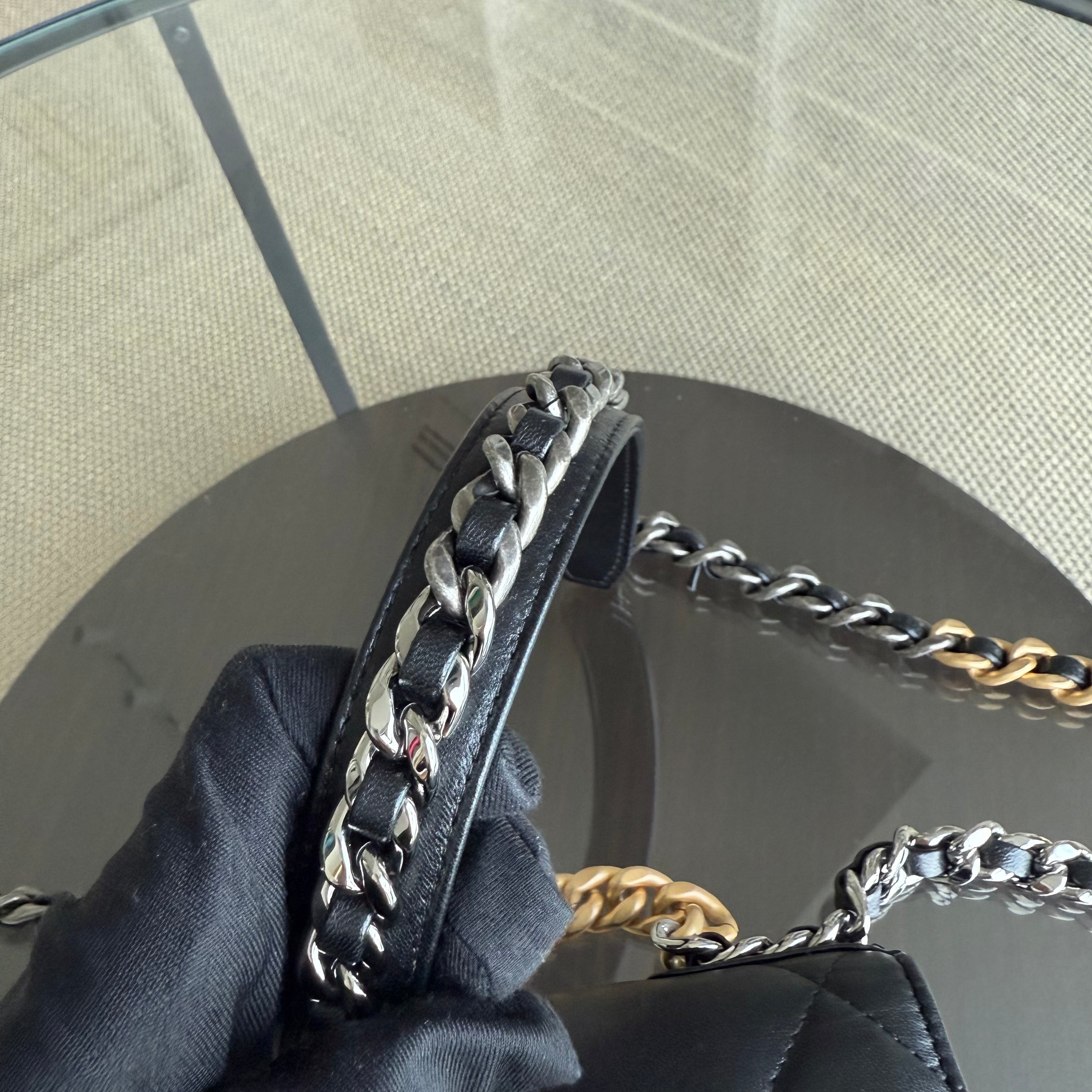 Chanel C19 WOC - 19 Bag Wallet On Chain Quilted Lambskin Black Two Tone Gold Hardware Microchip