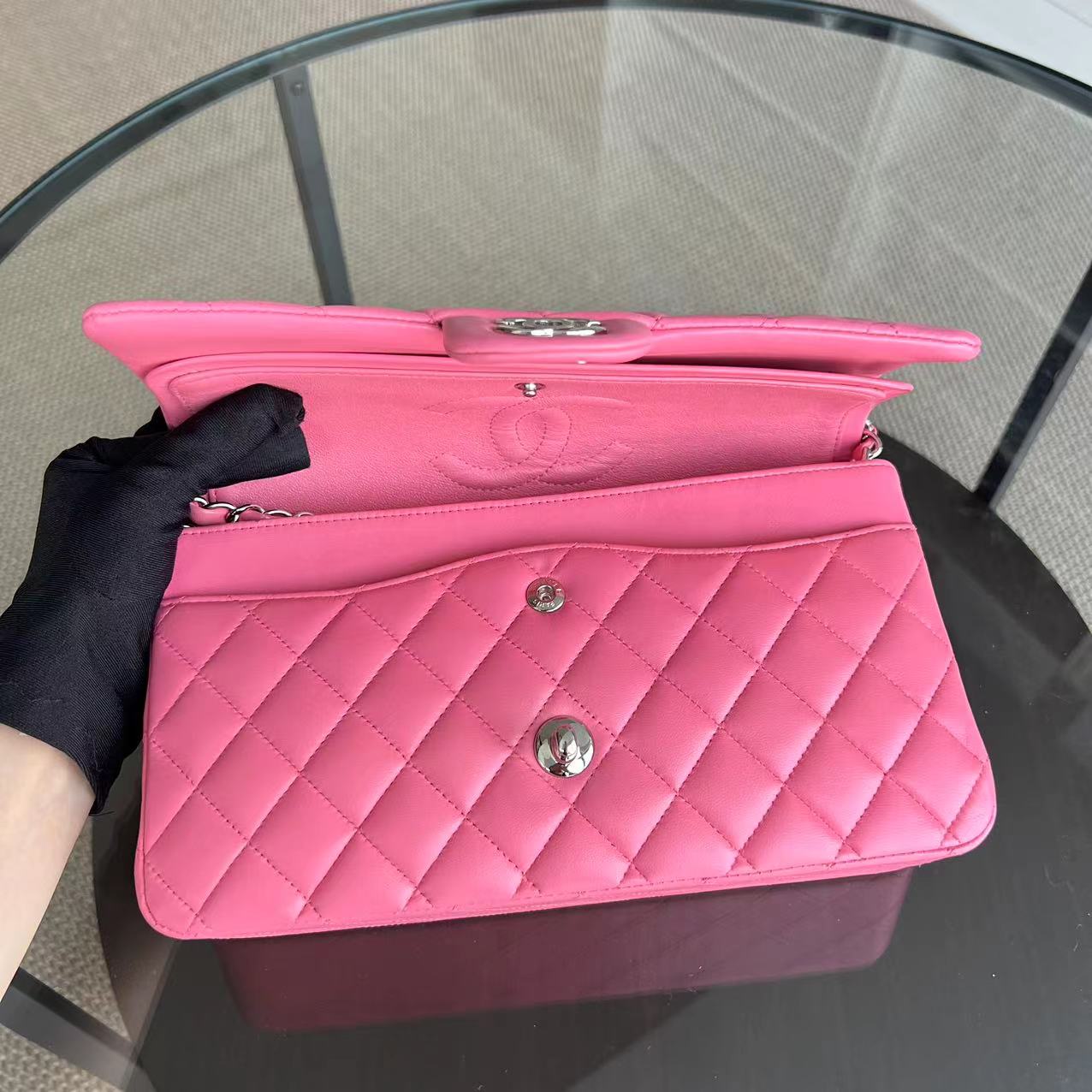 Quilted Lambskin Sakura Pink Silver Hardware Series 16