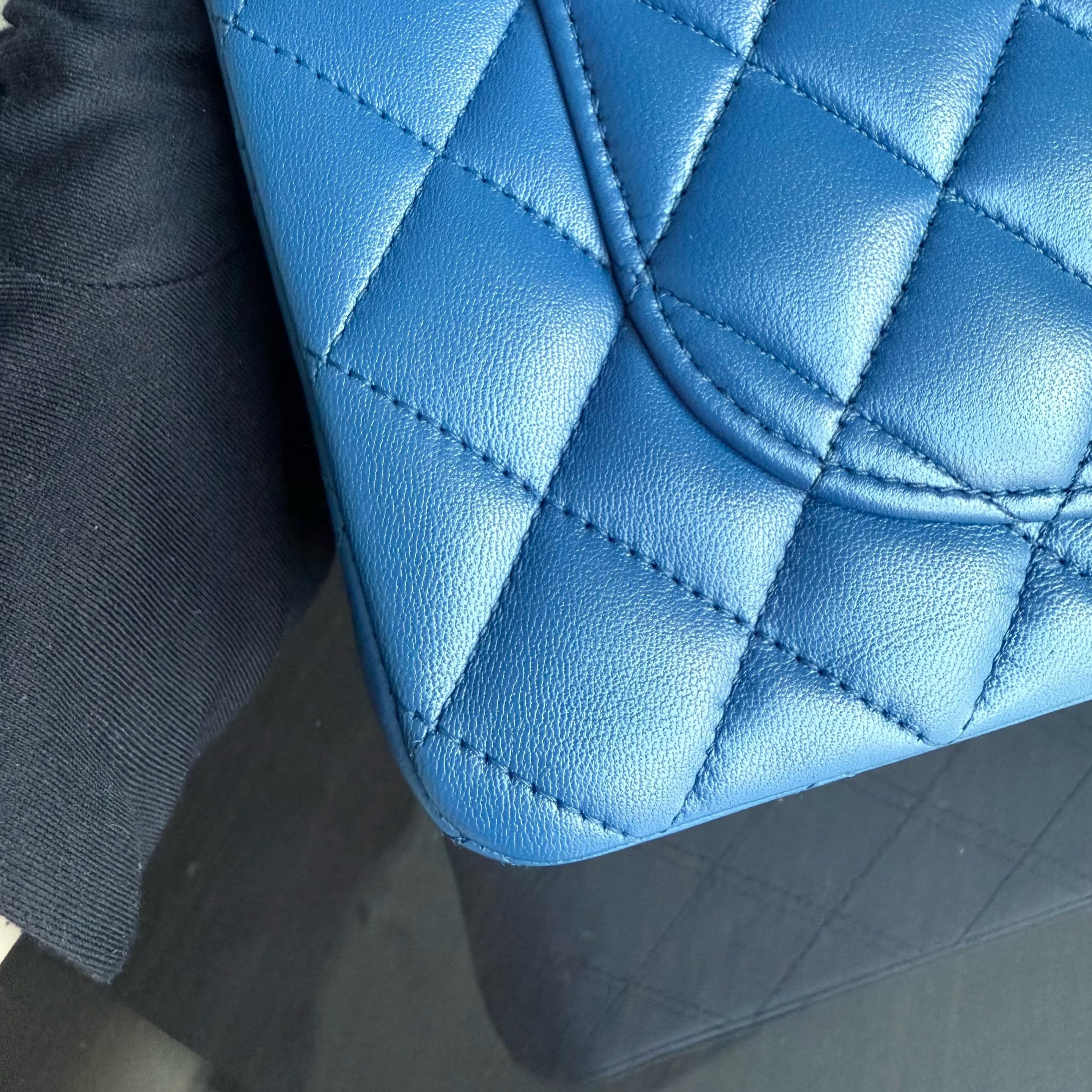 Chanel Classic Flap Small - 23CM Quilted Lambskin Blue Gold Hardware Series 25