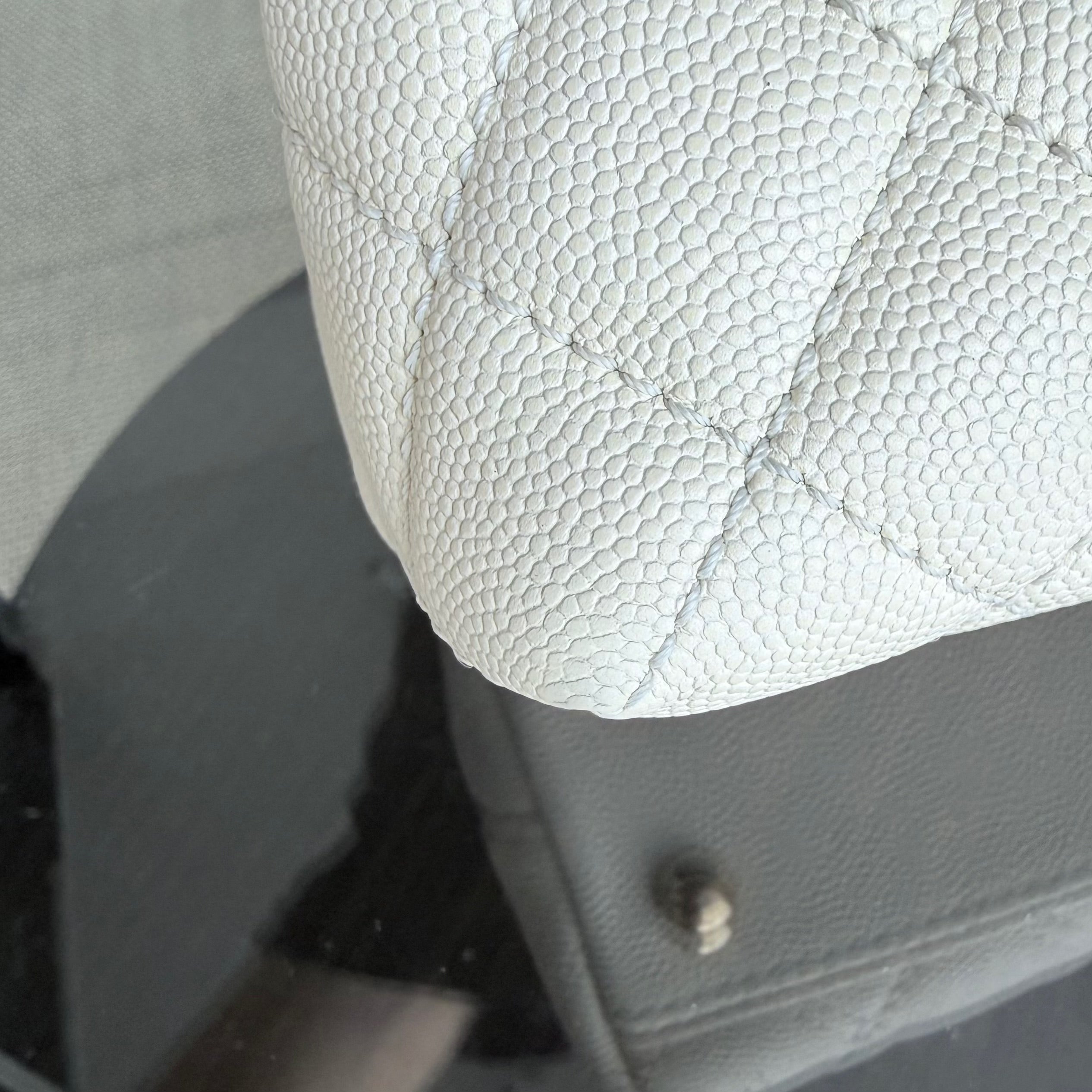 Chanel Coco Handle Small - Caviar Quilted Lizard Handle White Gold Hardward 24