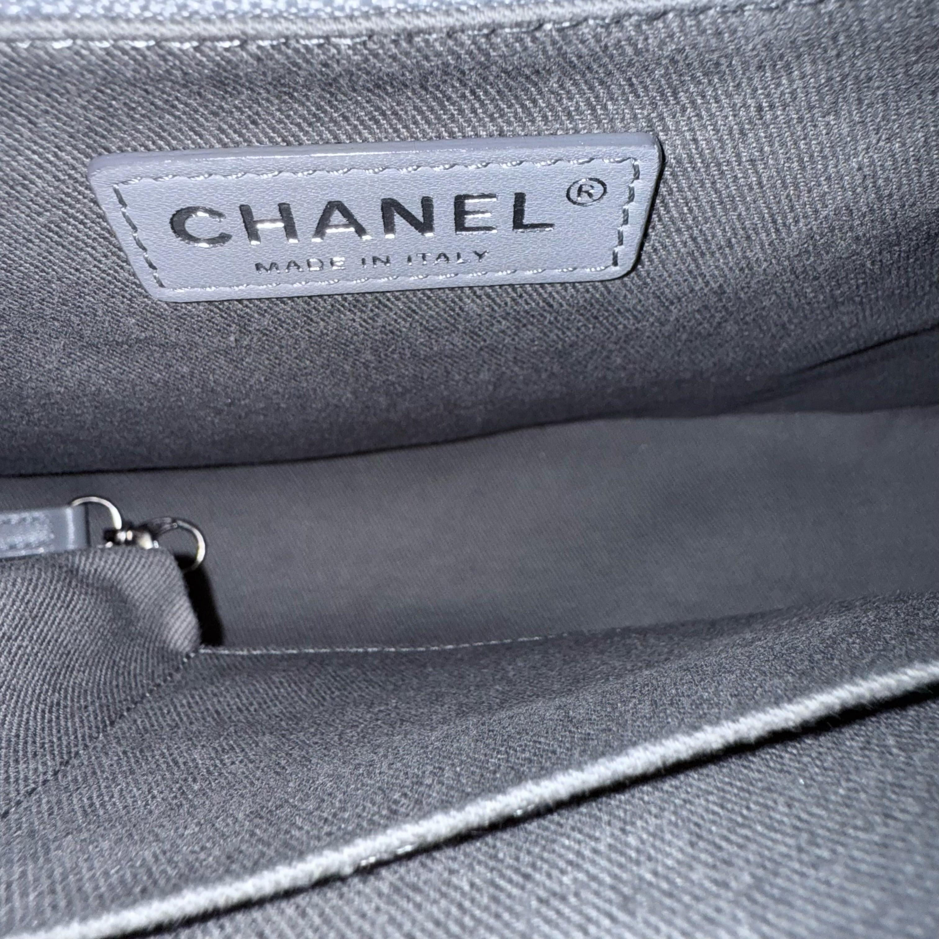 Chanel Boy Large - 30CM Quilted Lambskin Large Black Ruthenium Silver Hardware Series 16