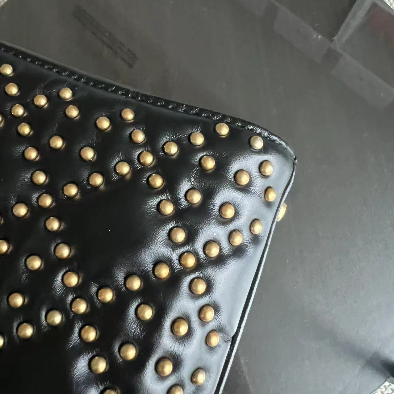 Lady Mini Studded Cannage Calfskin Black Golden Hardware