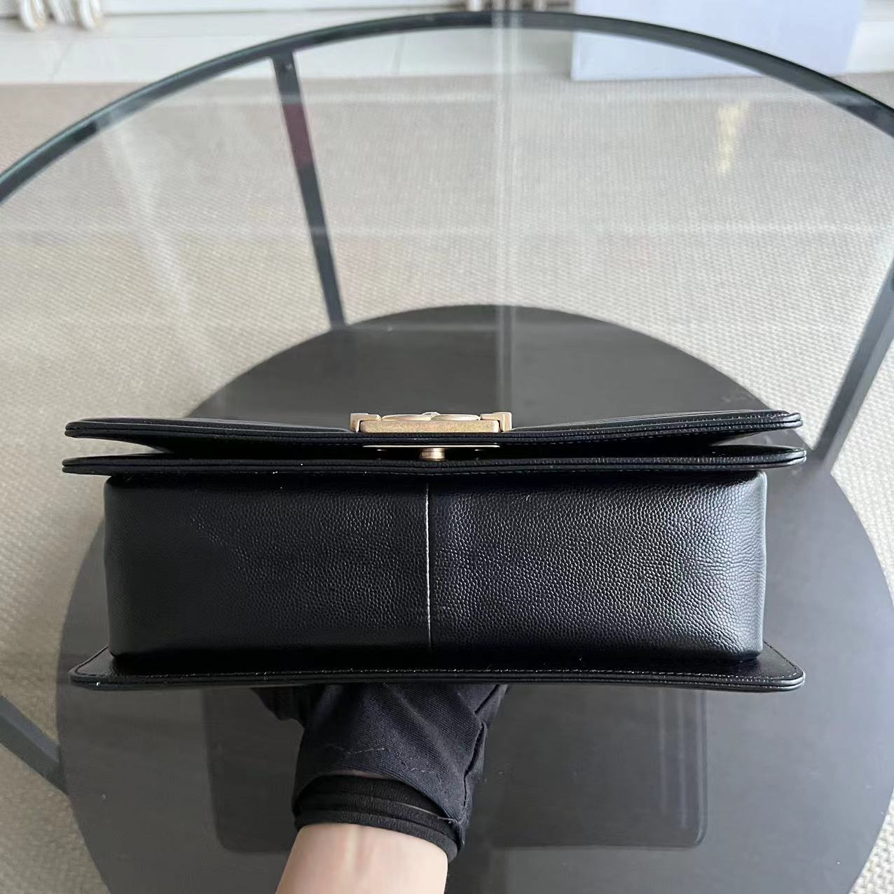 Caviar Boy Medium 25CM Quilted Black Golden Hardware Series 28