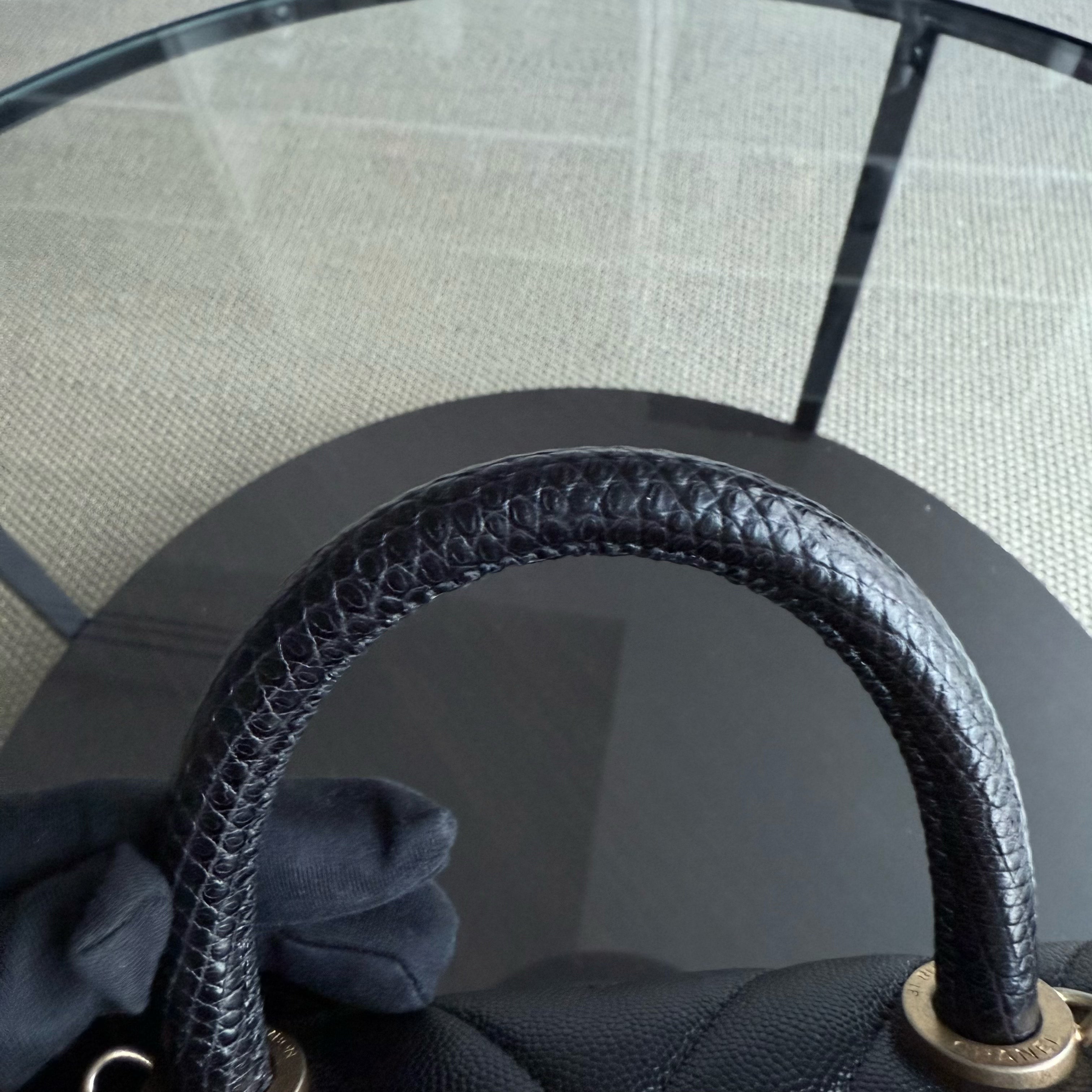 Chanel Coco Handle Small - Caviar Chevron Grained Calfskin Black Gold Hardware Series 26