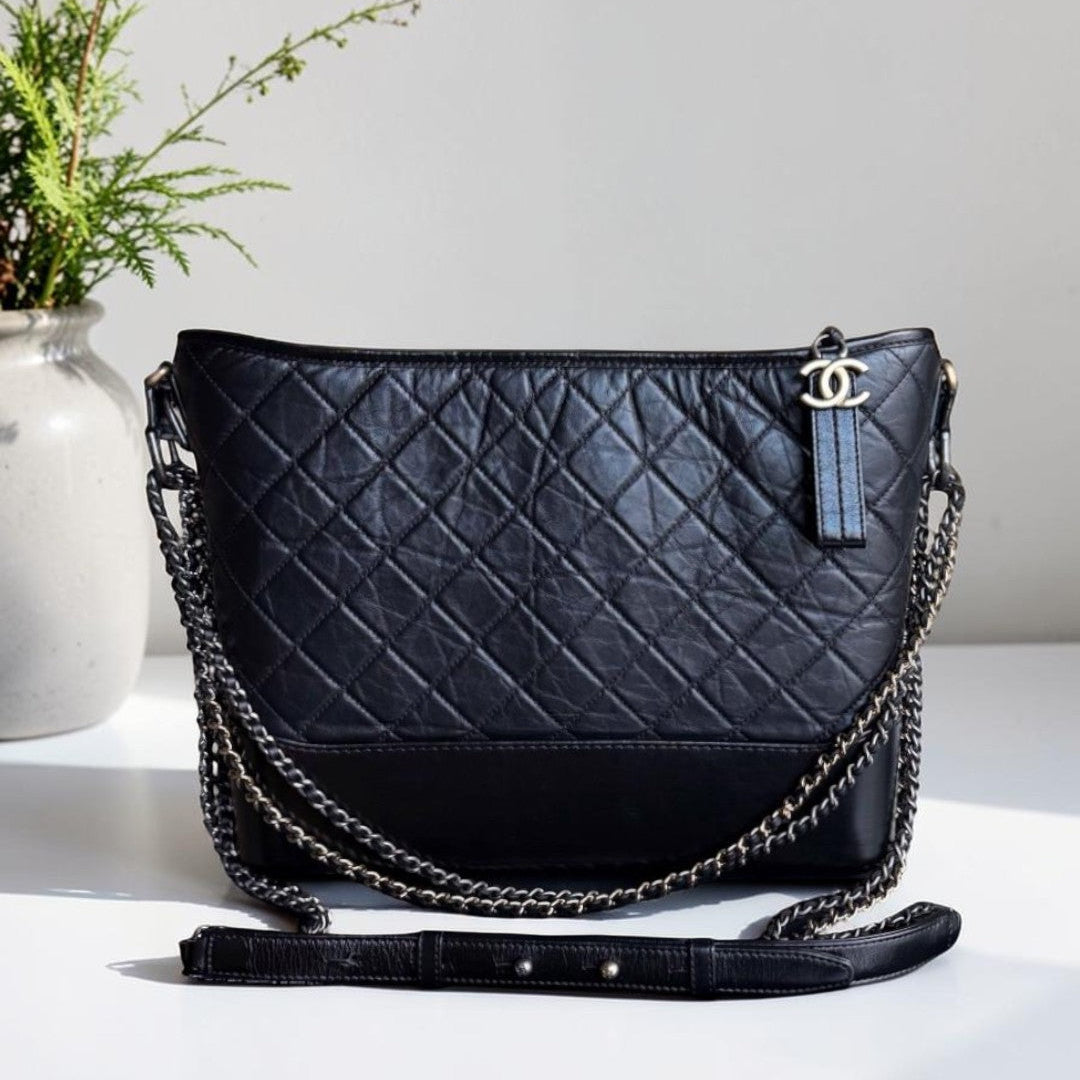 Chanel Gabrielle Large - Quilted Aged Calfskin Black Two-tone Gold Hardware Series 24