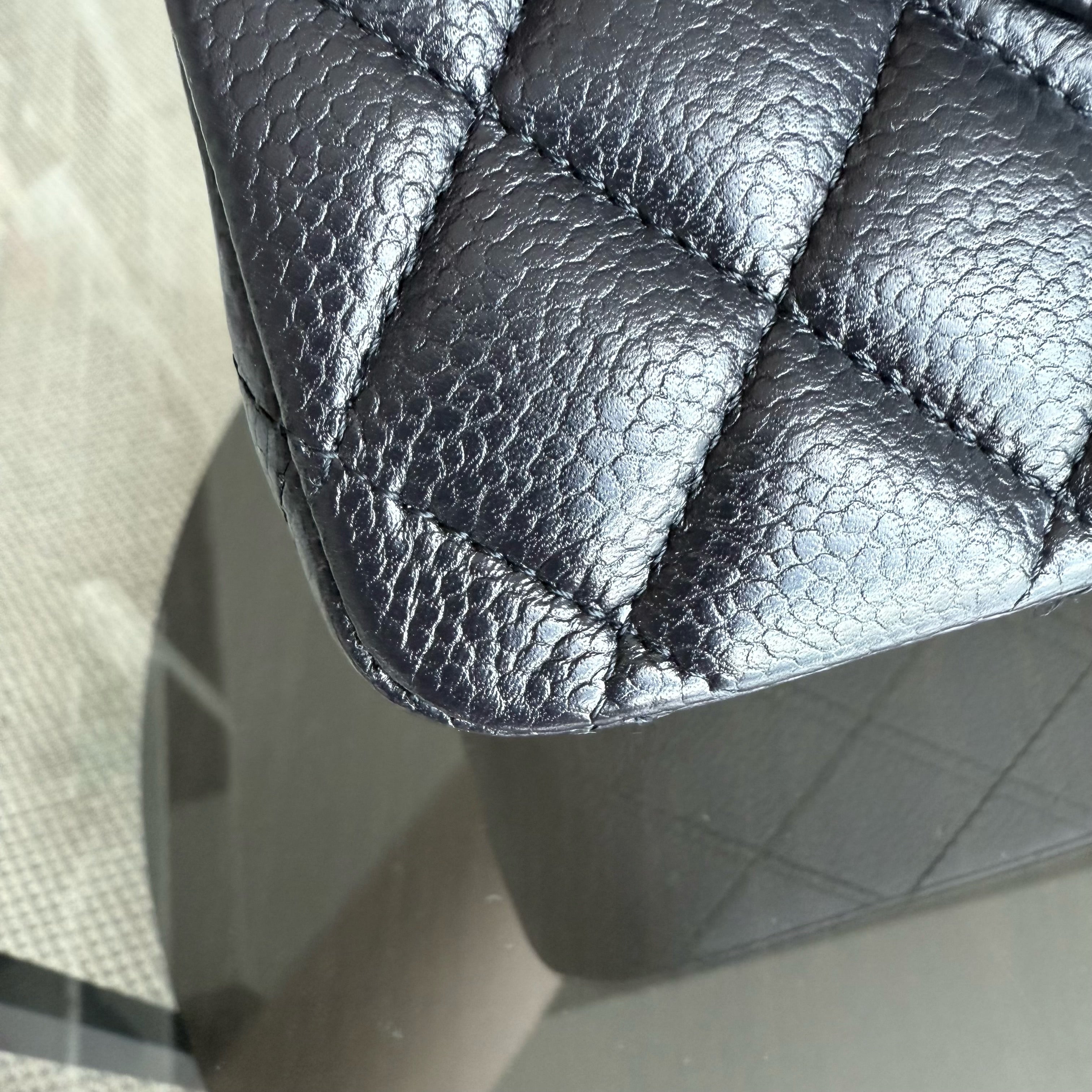 Chanel Classic Flap Medium - Caviar Quilted Grained Calfskin Dark Blue Silver Hardware Series 21