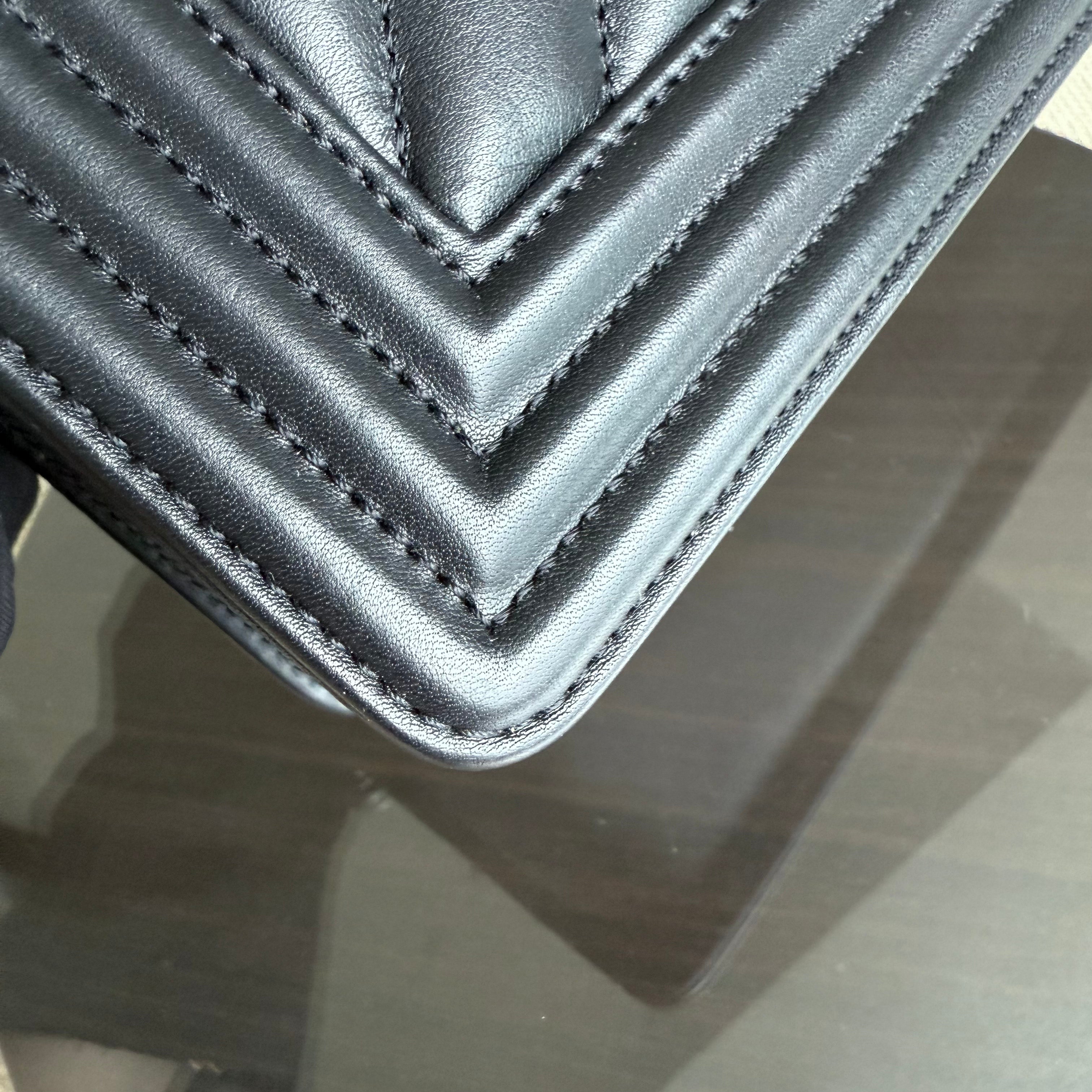 Chanel Boy Medium - 25CM Chevron Calfskin Black Ruthenium Silver Hardware Series 26