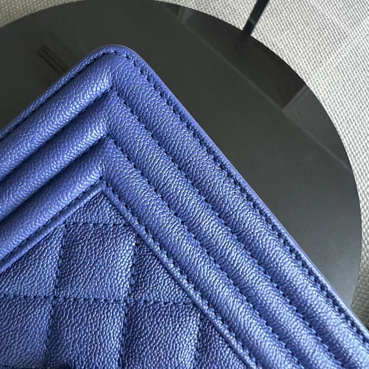 *Series 30* Caviar Boy Small Quilted Grained Calfskin Leboy Dark Blue Golden Hardware Series 30