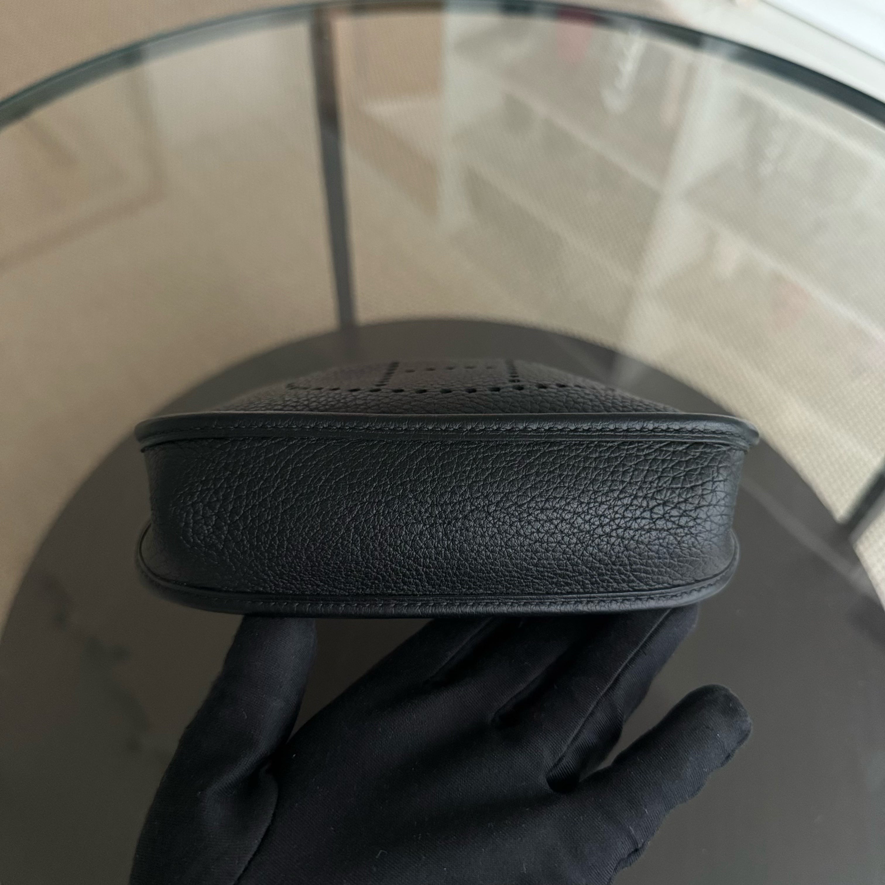 Hermes Evelyn Mini - Clemence Y Stamp Black Gold Hardware