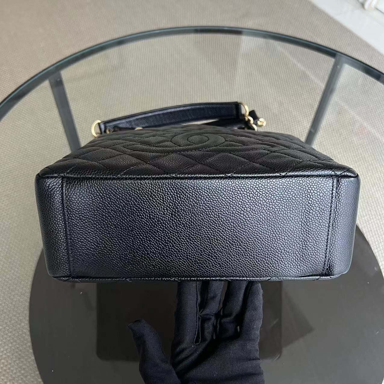 Chanel PST Petite Shopping Tote - Caviar Quilted Black Golden Hardware Series 14