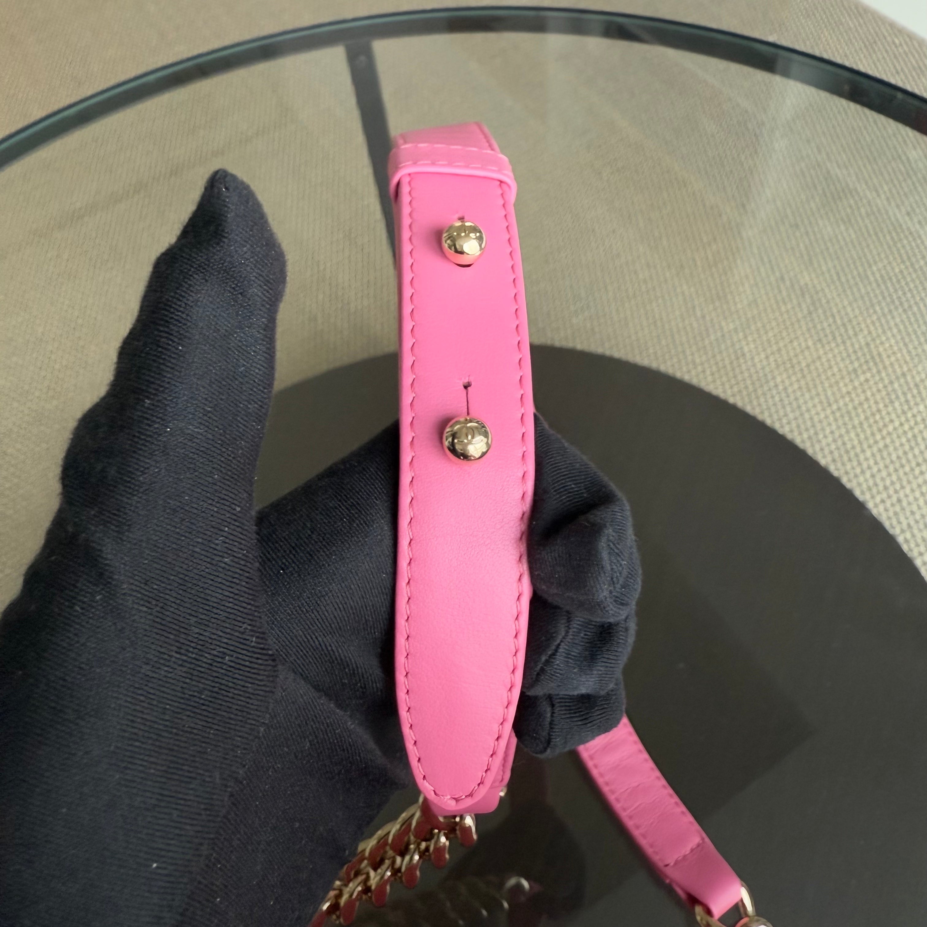 Chanel Boy Medium - Caflskin 25CM Quilted Pink Gold Hardware