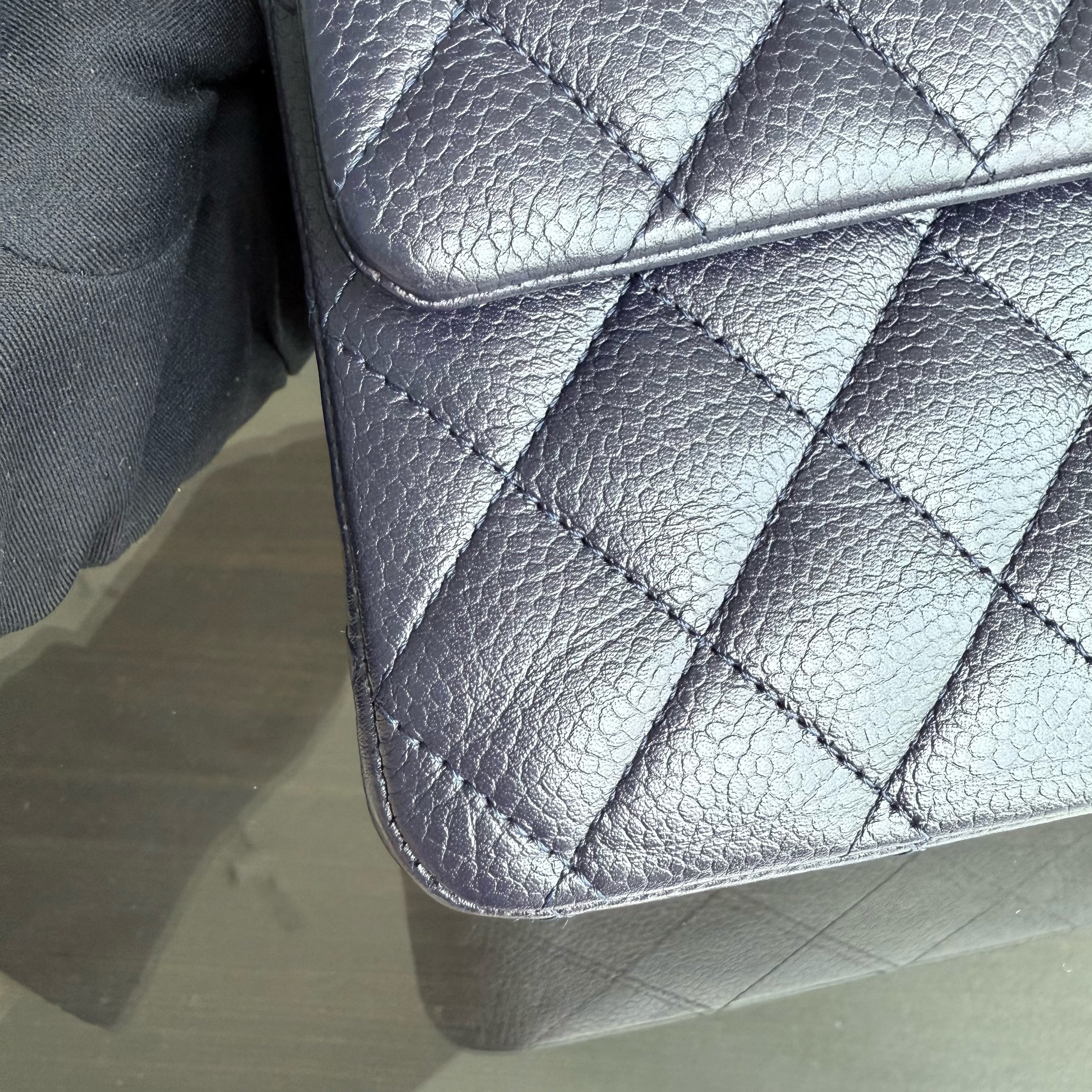 Chanel Classic Flap Medium - Caviar 25CM Quilted Dark Midnight Blue Silver Hardware Series 18