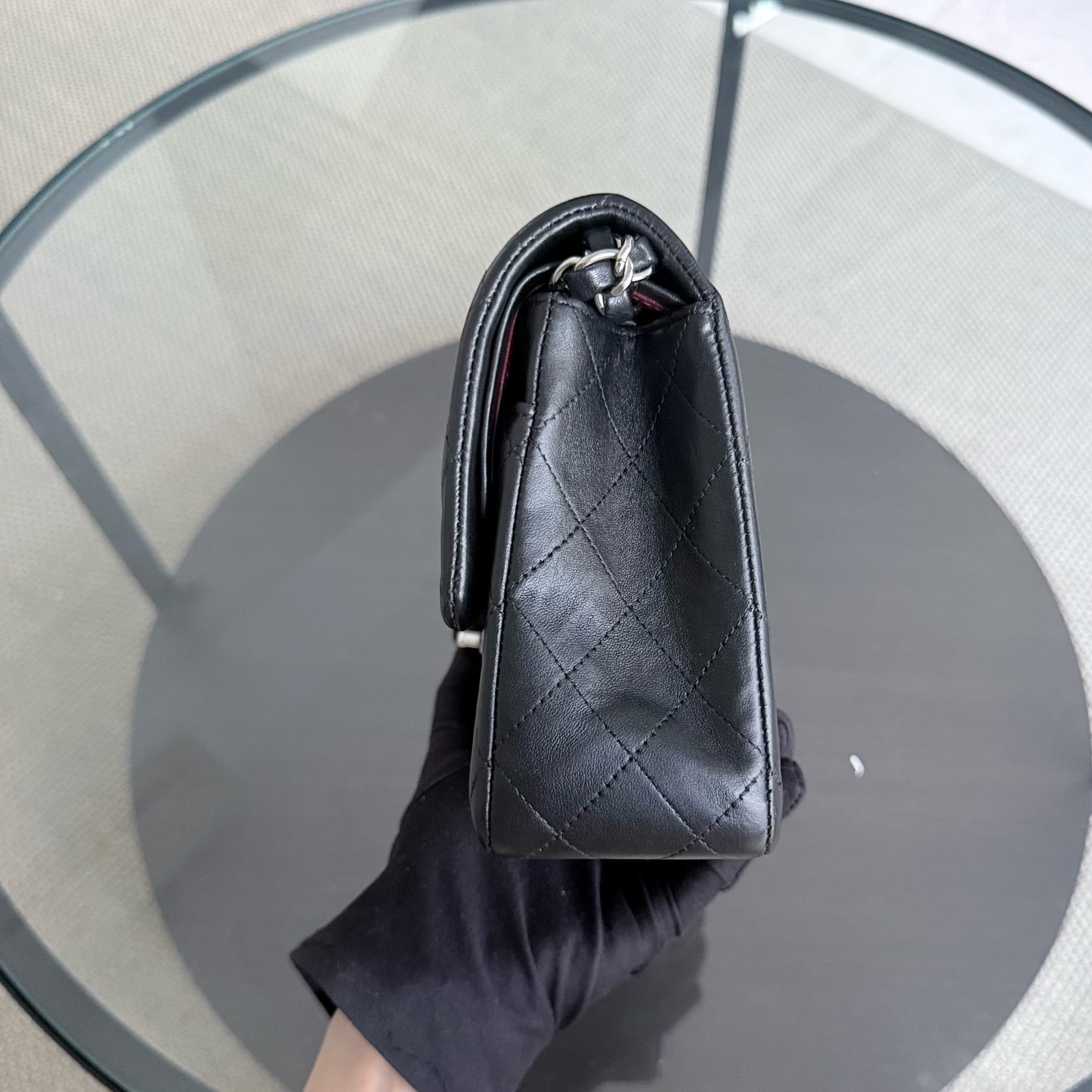 Chanel Classic Flap Medium - 25CM Quilted Lambskin Black Silver Hardware Series 13