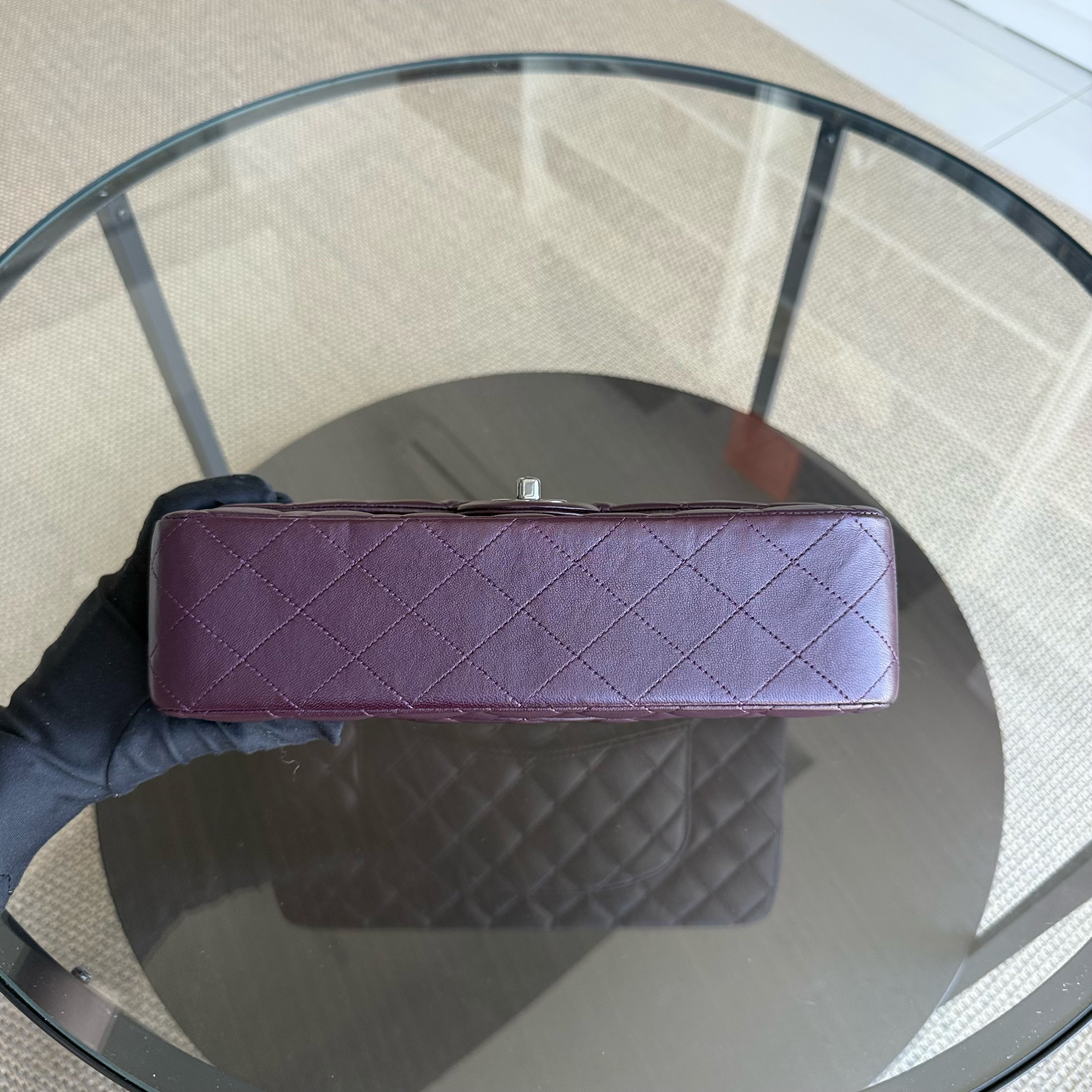 Chanel Classic Flap Medium - 25CM Quilted Lambskin Purple Black Hardware Series 15