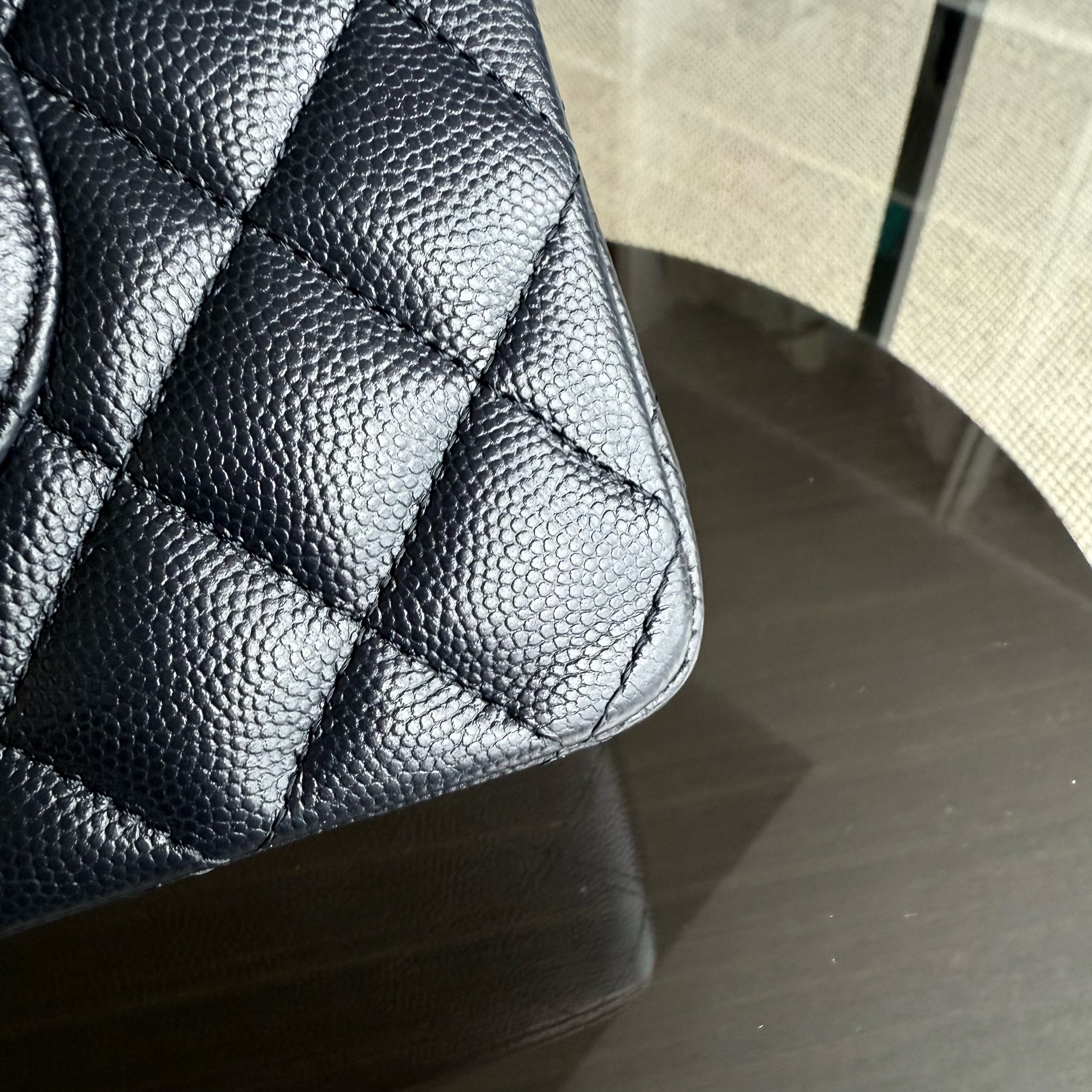 Chanel Classic Flap Medium - Caviar 25CM Quilted Mid-night Dark Blue Gold Hardware Series 28
