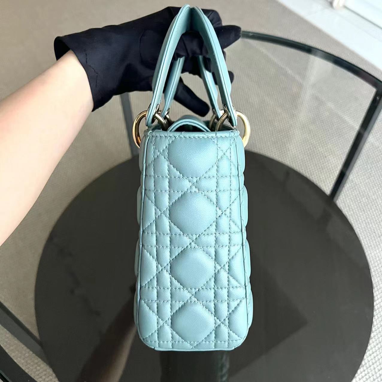 Dior Lady Small - Cannage Lambskin MyABC Cyan Green Blue Golden Hardware ABC
