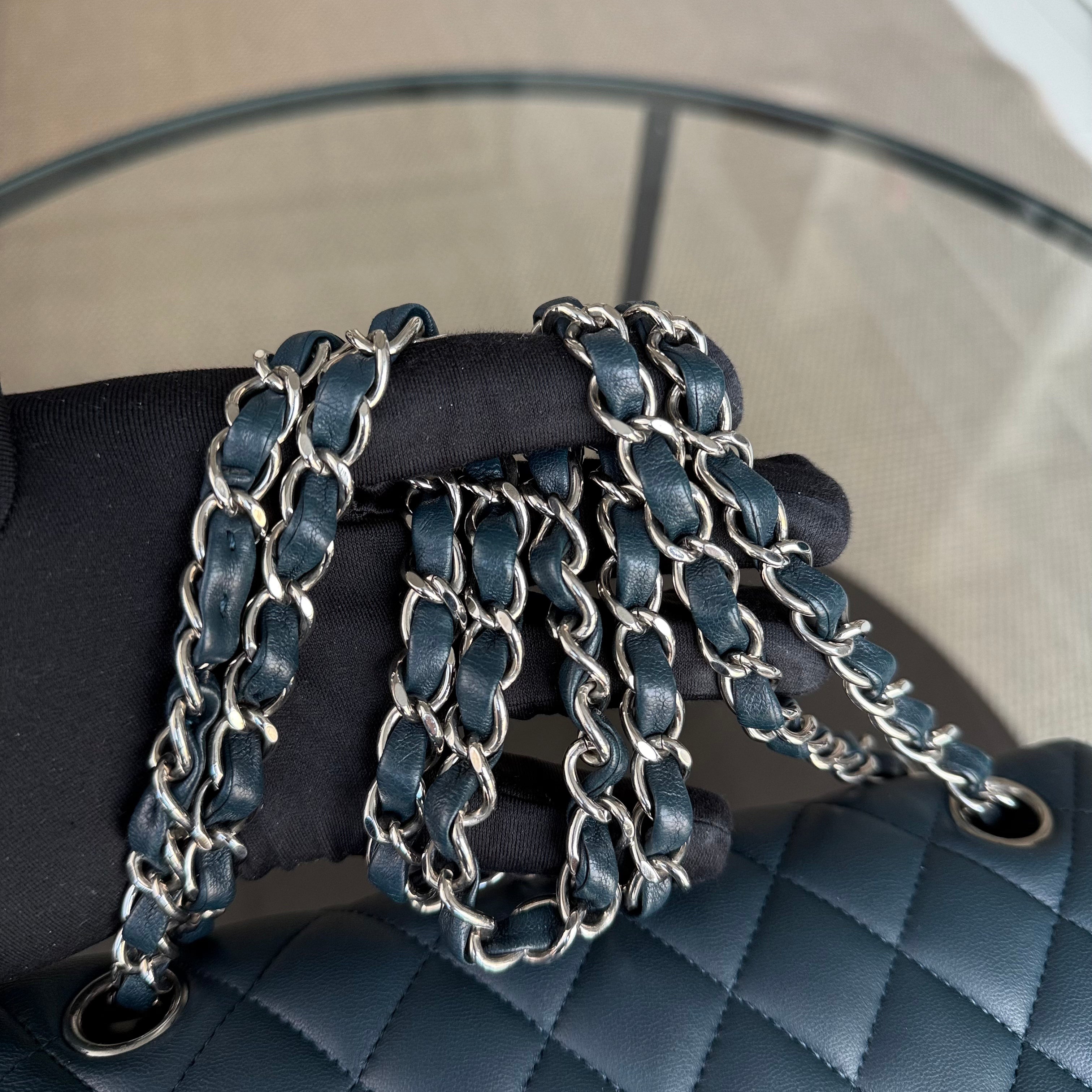 Chanel Classic Flap Small - 23CM Quilted Lambskin Dark Blue Silver Hardware Series 26