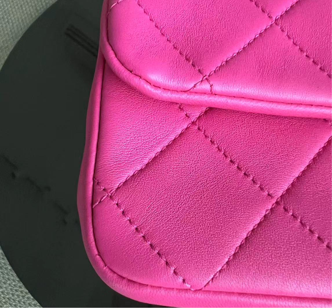Chanel 2020 Elegant Resin Chain Classic Flap - Quilted Lambskin Hot Pink Two-Tone Golden Hardware No 29
