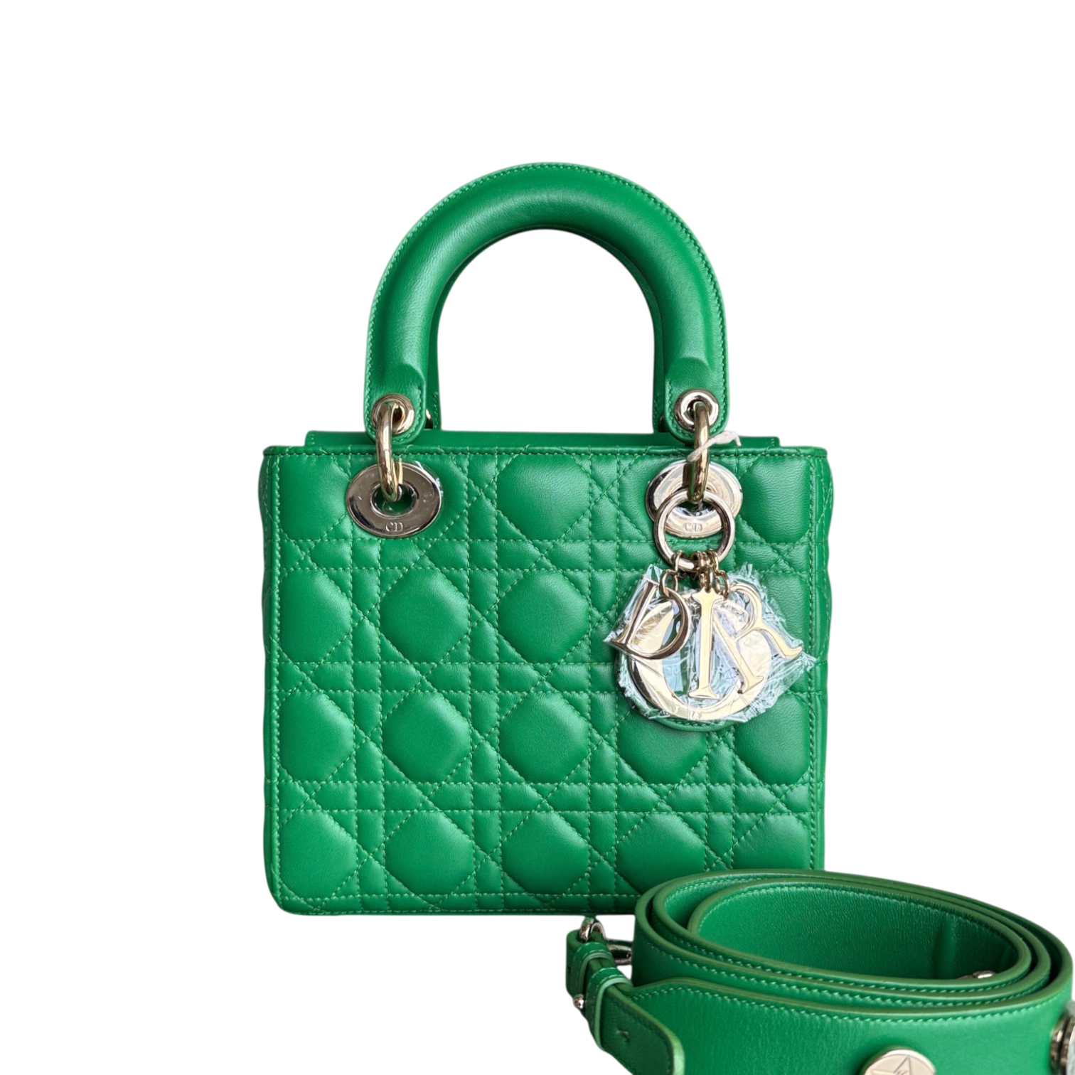 Dior Lady Small Flap - Cannage Lambskin Green Gold Hardware