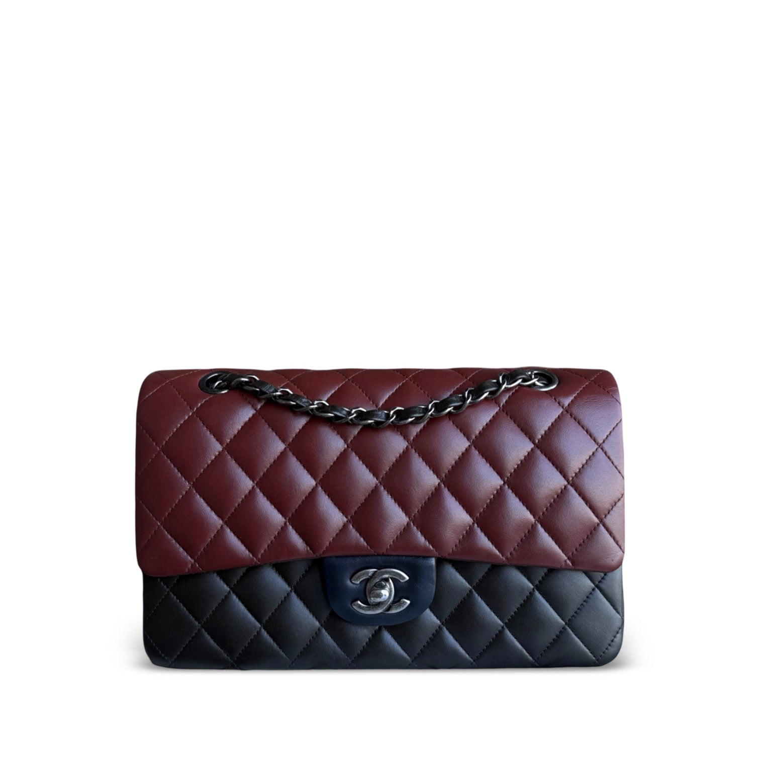Chanel Classic Flap Medium - 25CM Quilted Lambskin Tri-Colo Silver Hardware Series 18
