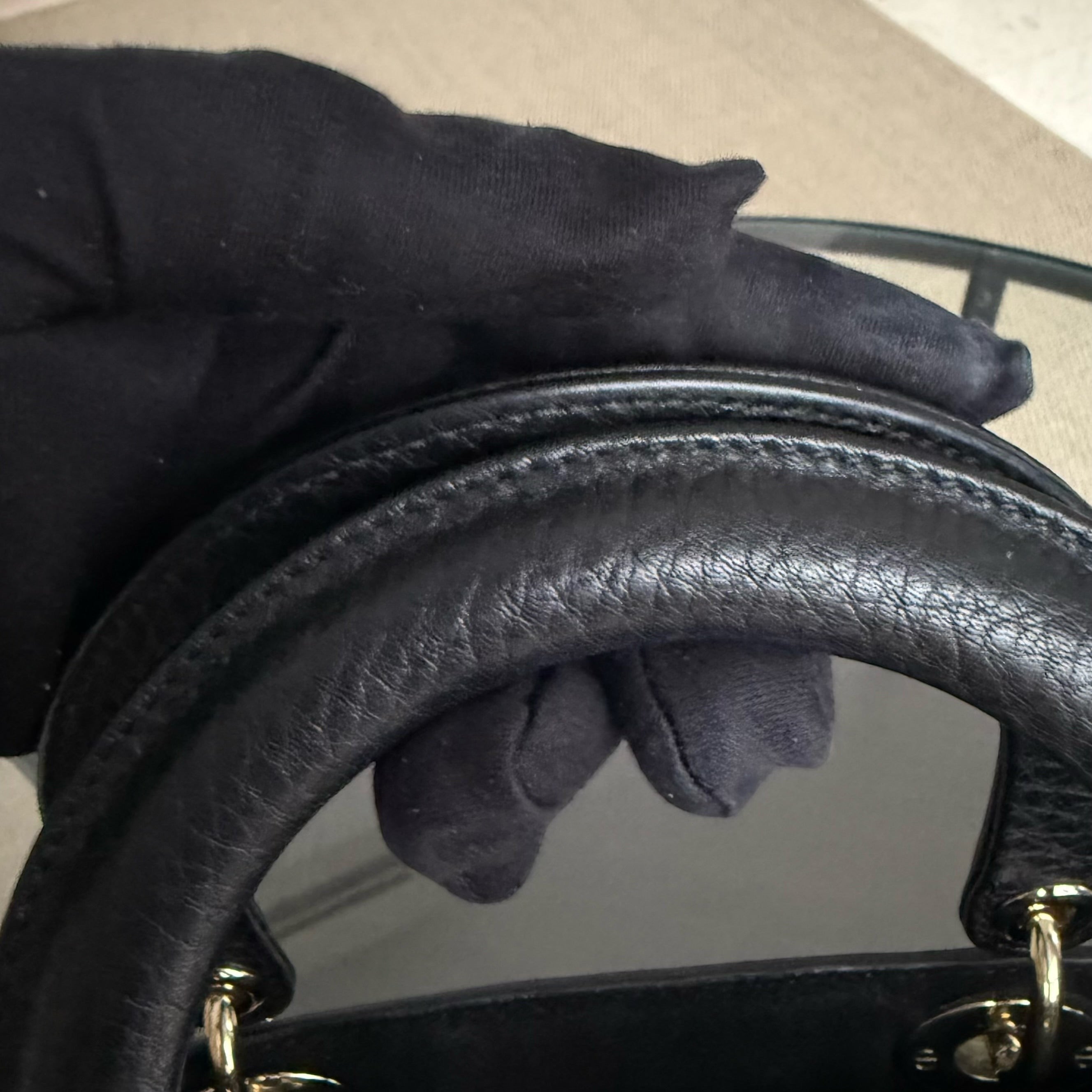Dior Lady Medium Flap - Cannage Calfskin Black Gold Hardware No Strap