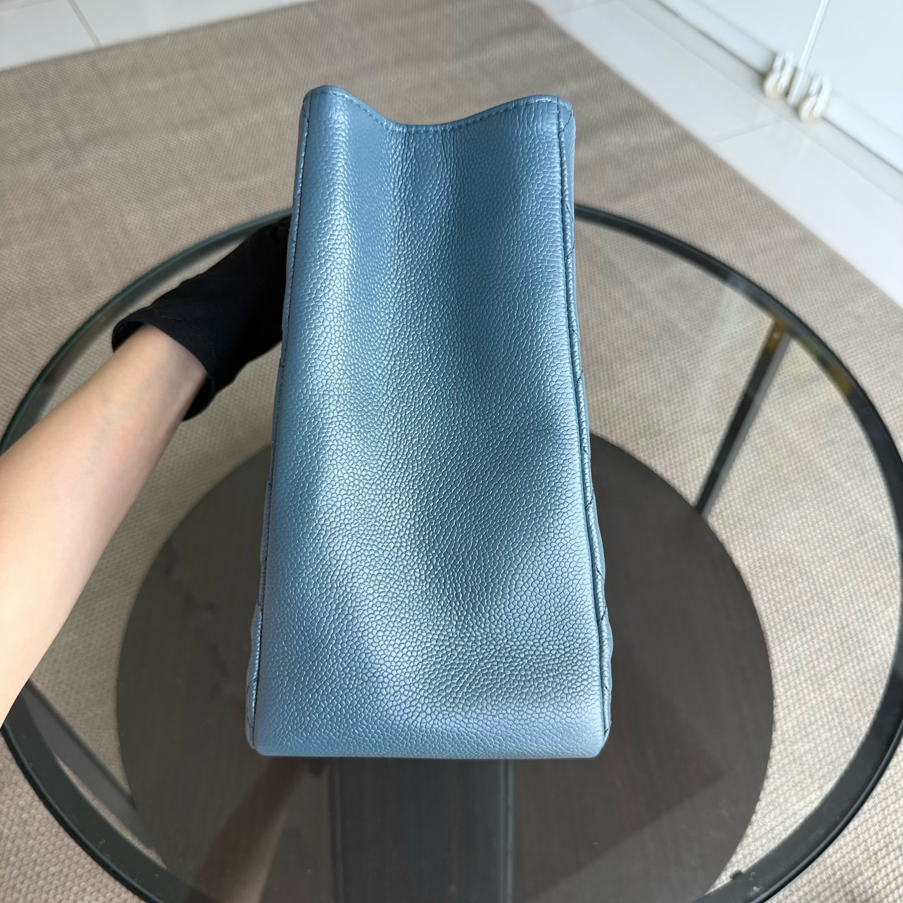 Chanel GST Grand Shopping Tote - Caviar Quilted Grained Calfskin Blue Silver Hardware Series 19