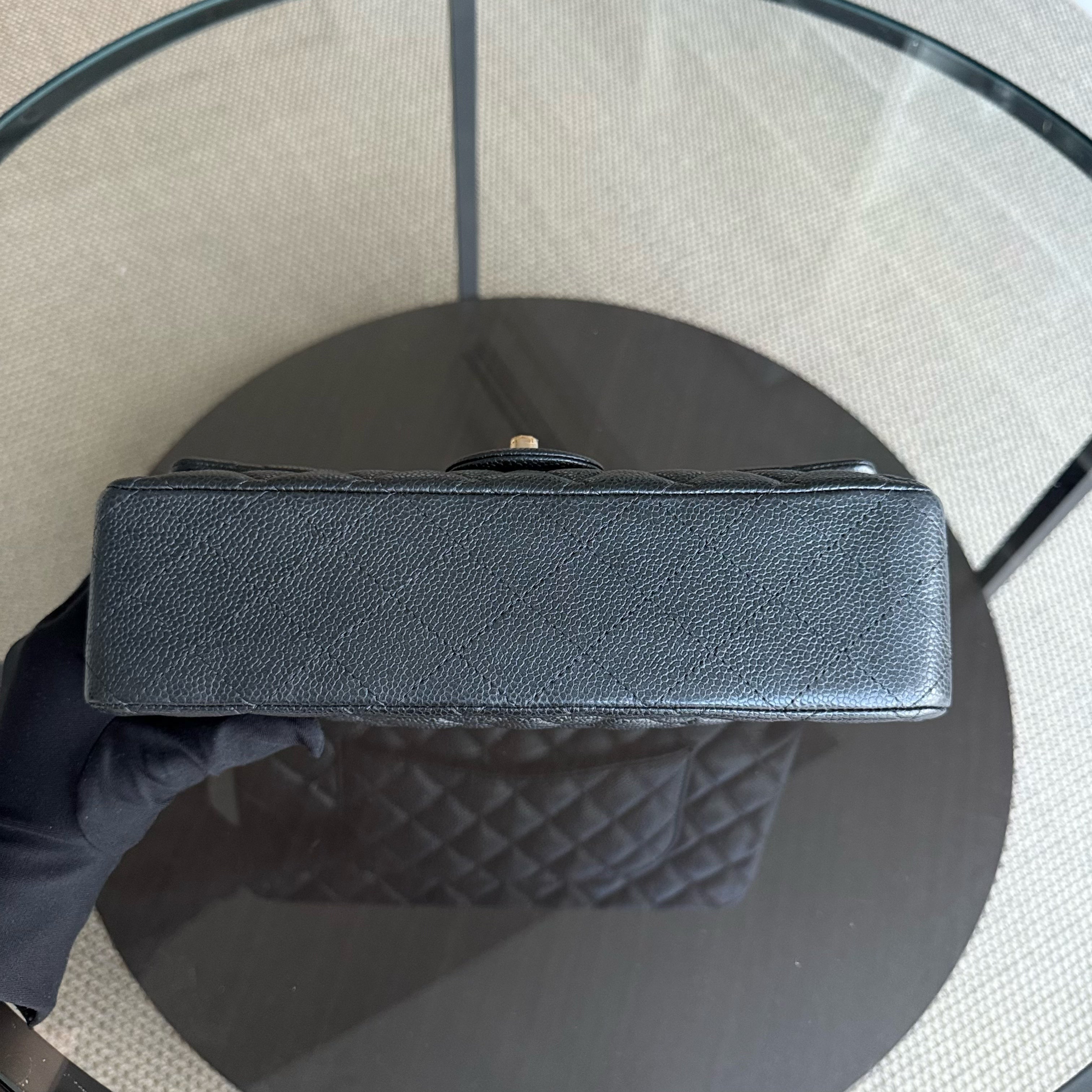 Chanel Classic Flap Medium - Caviar 25CM Quilted Grained Calfskin Charcoal Gold Hardware Series 25