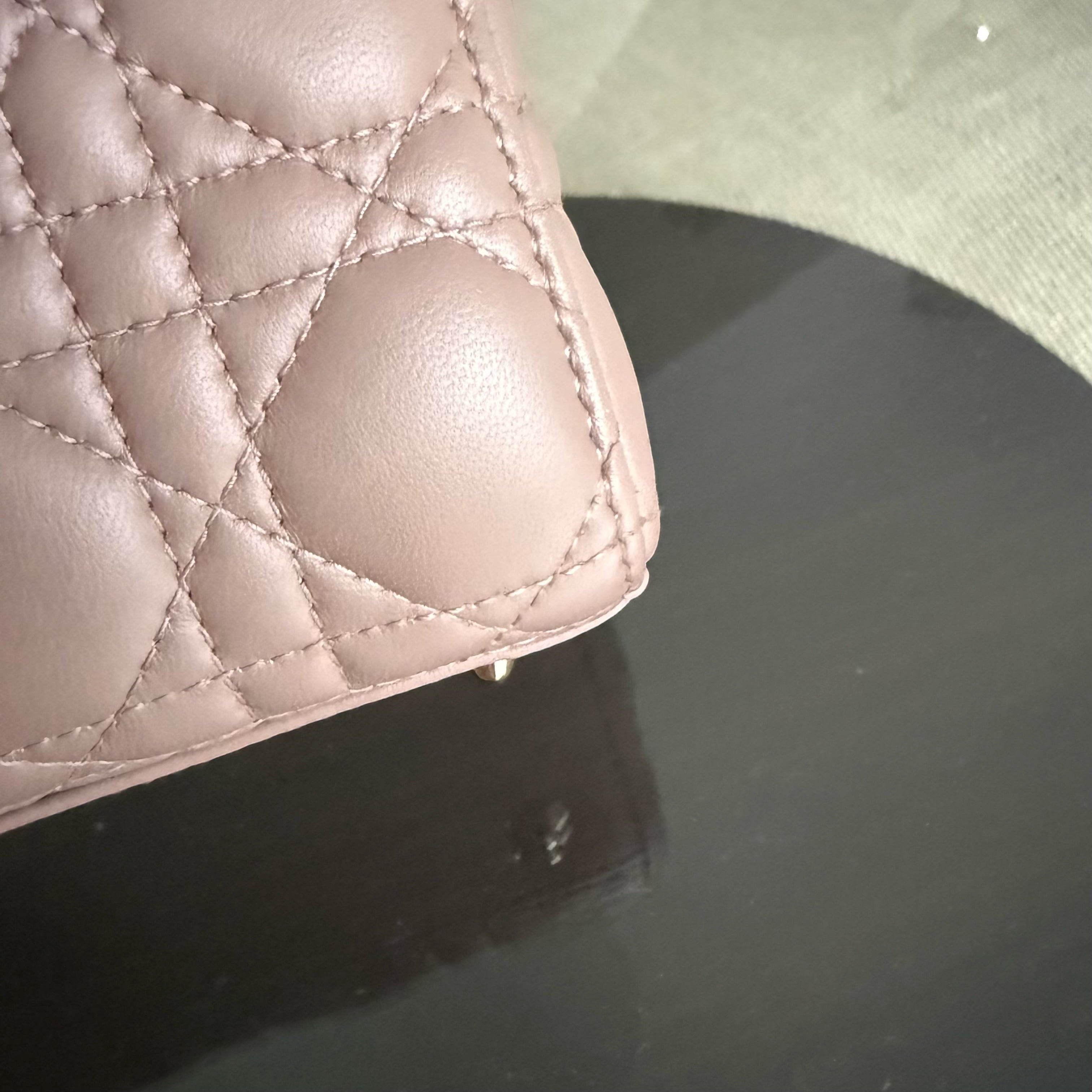 Dior Lady Small Flap - 20CM Cannage Lambskin Blush Pink Gold Hardware
