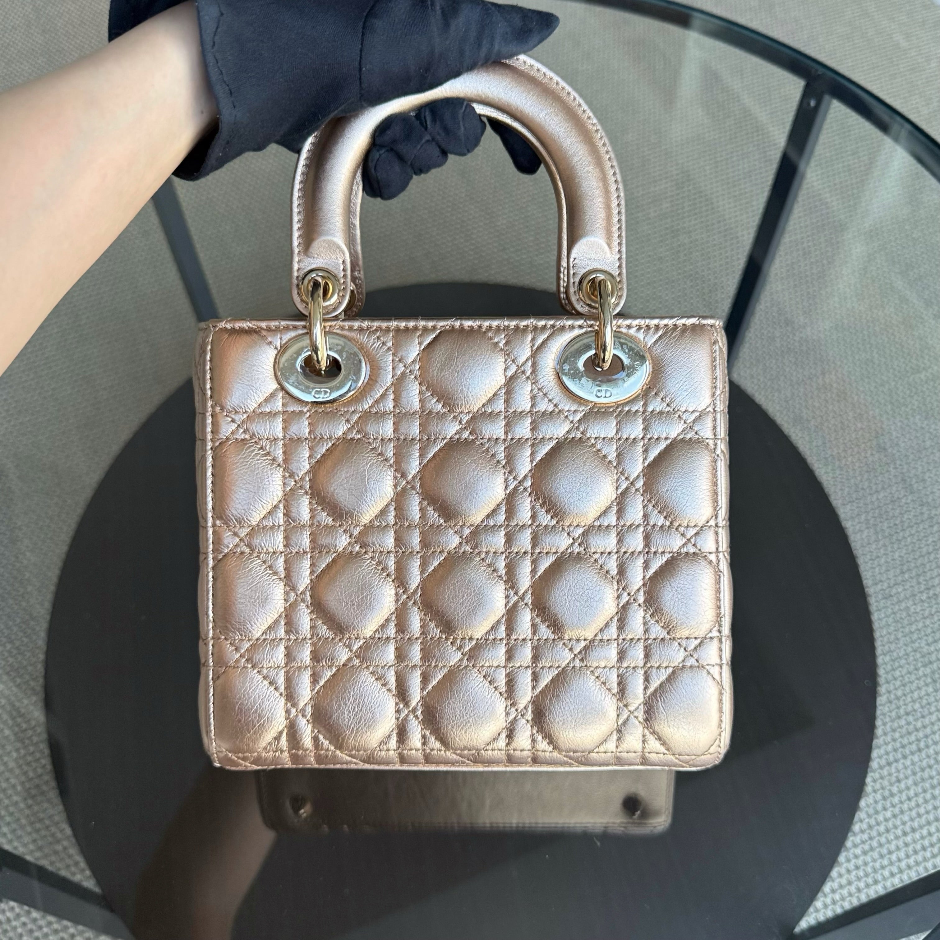 Dior Lady Small Flap ABC - Cannage Calfskin Gold Metallic Gold Hardware MyABC