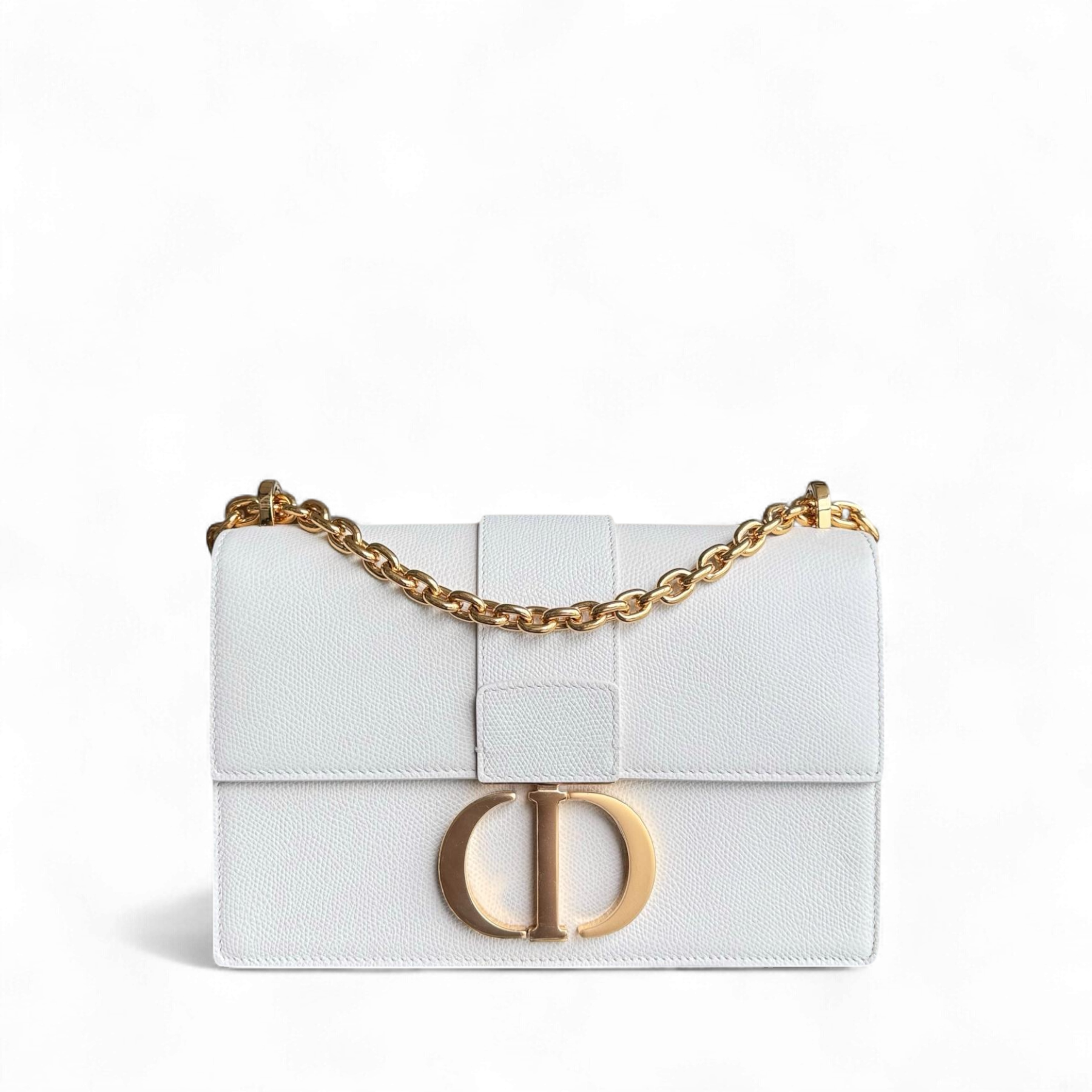 Dior 30 Montaigne Chain - Grained Calfskin White Gold Hardware