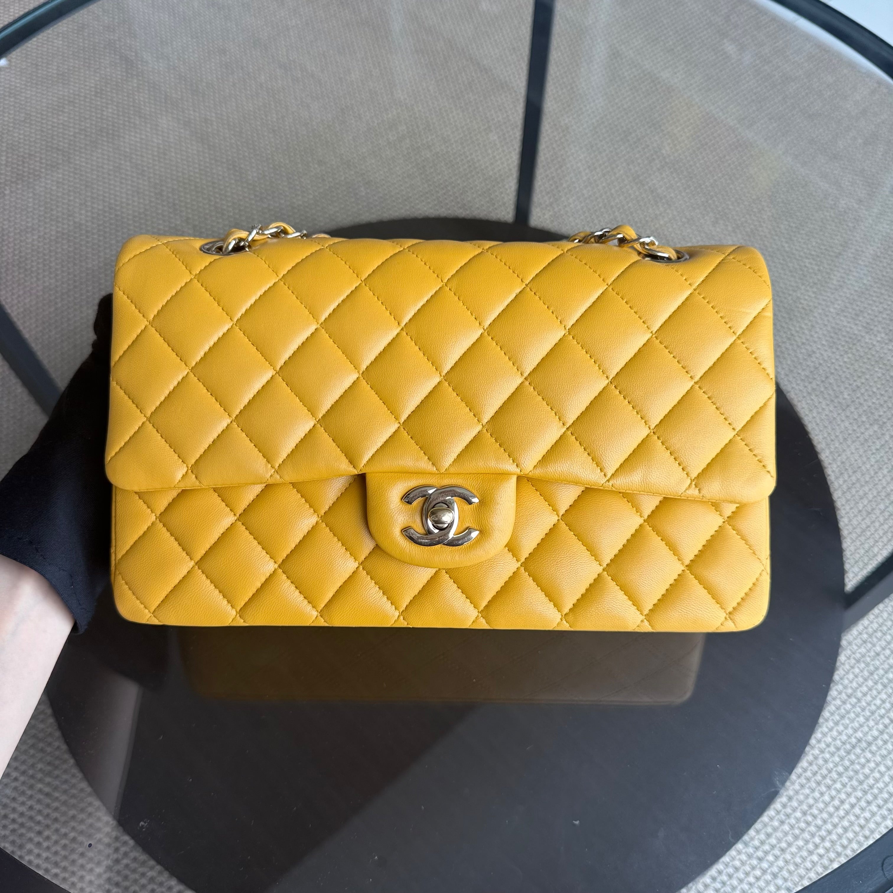 Chanel Classic Flap Medium - 25CM Quilted Lambskin Yellow Gold Hardware Series 22