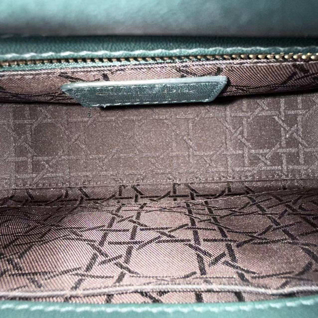 Dior Lady Small - Cannage Lambskin Dark Green Gold hardware