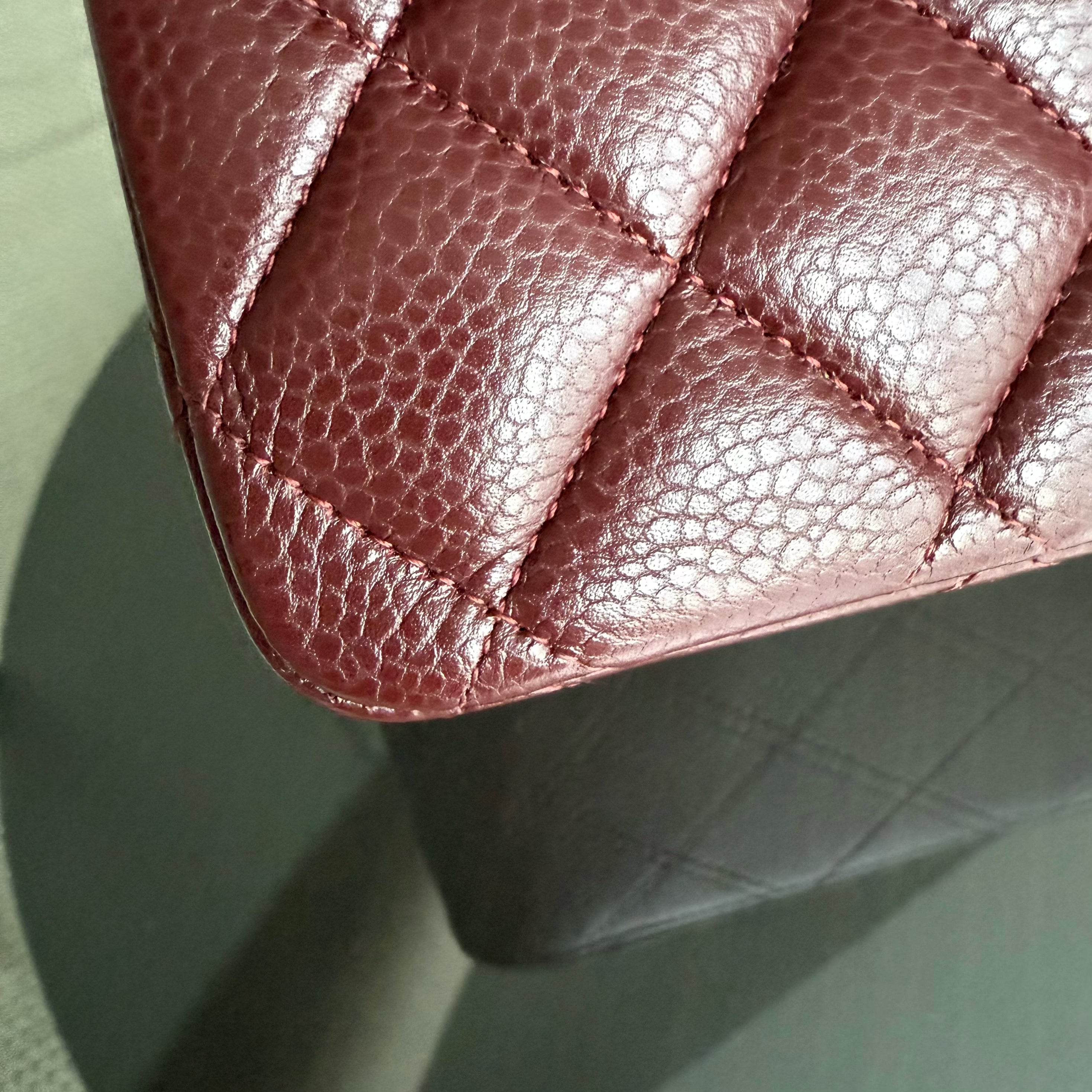 Chanel Classic Flap Medium - Caviar 25CM Quilted Burgundy Dark Red Silver Hardware Series 15