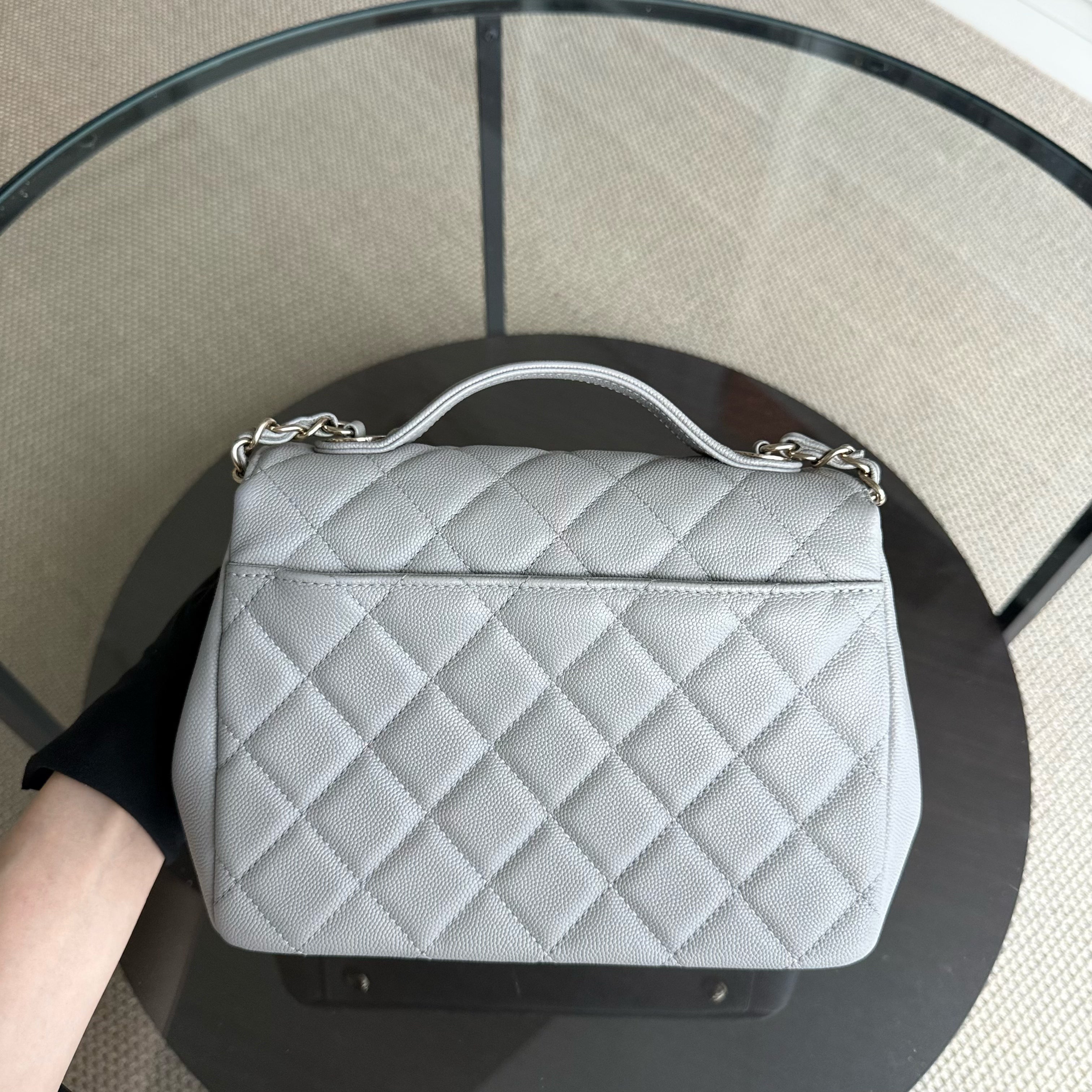 Chanel Business Affinity Medium - Caviar Quilted Grained Calfskin Grey Gray Gold Hardware Series 28