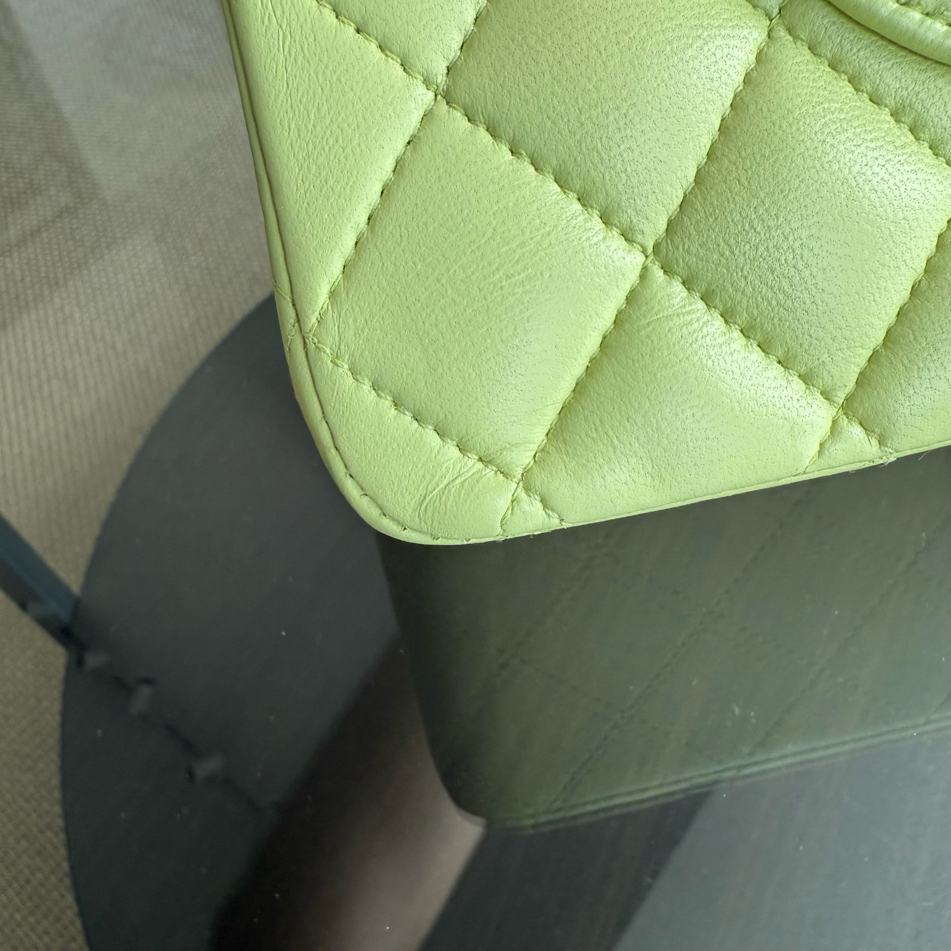 Chanel Classic Flap Medium - 25CM Quilted Lambskin Lime Silver Hardware Series 14