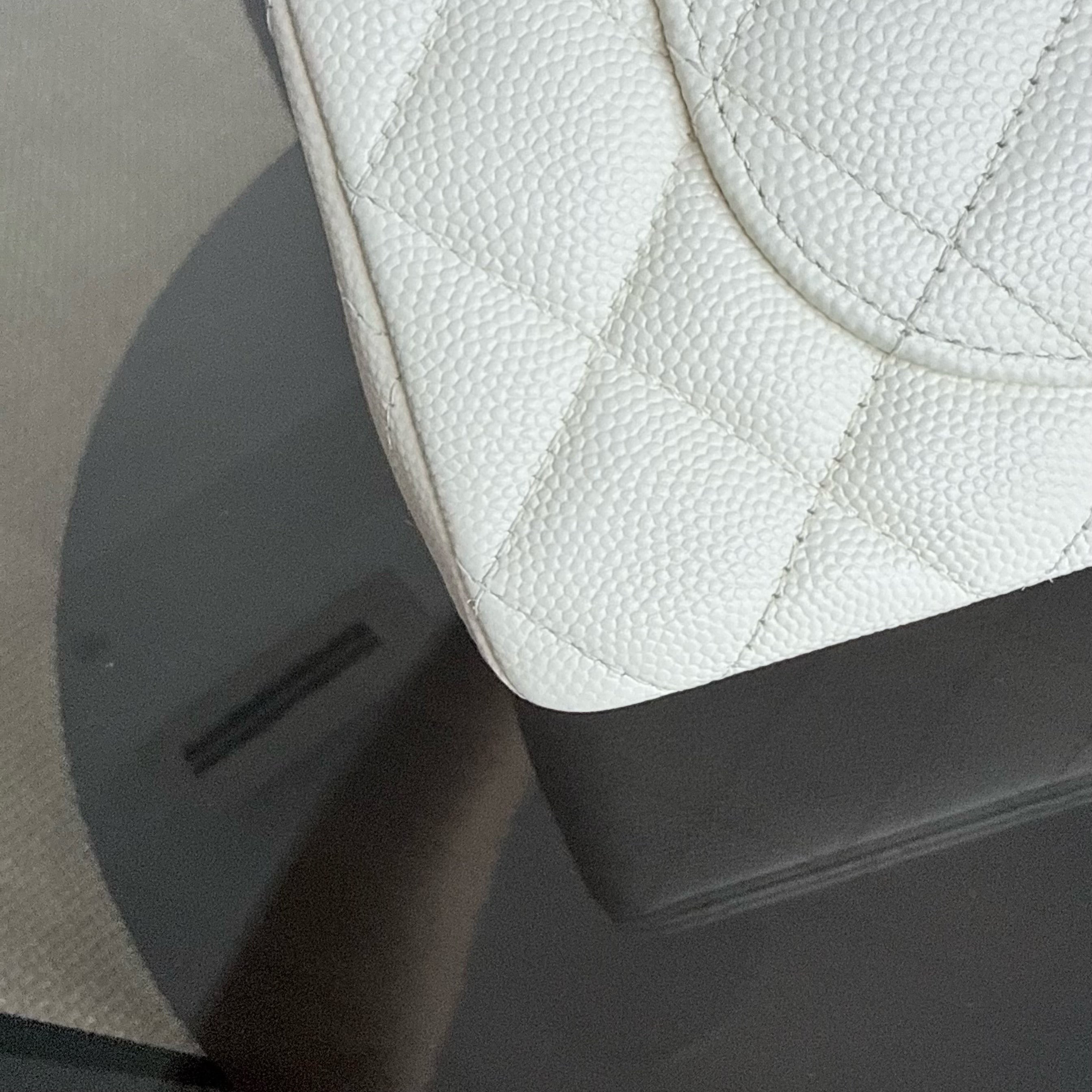Chanel Classic Flap Small - Caviar 23CM Quilted White Light Gold Hardware Microchip