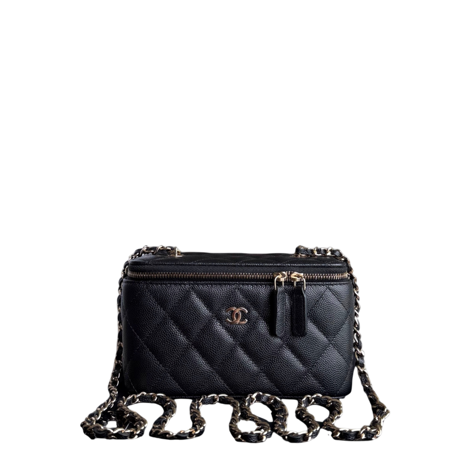 Chanel Long Vanity Classic Quilted Caviar Small Black LGHW Series 31
