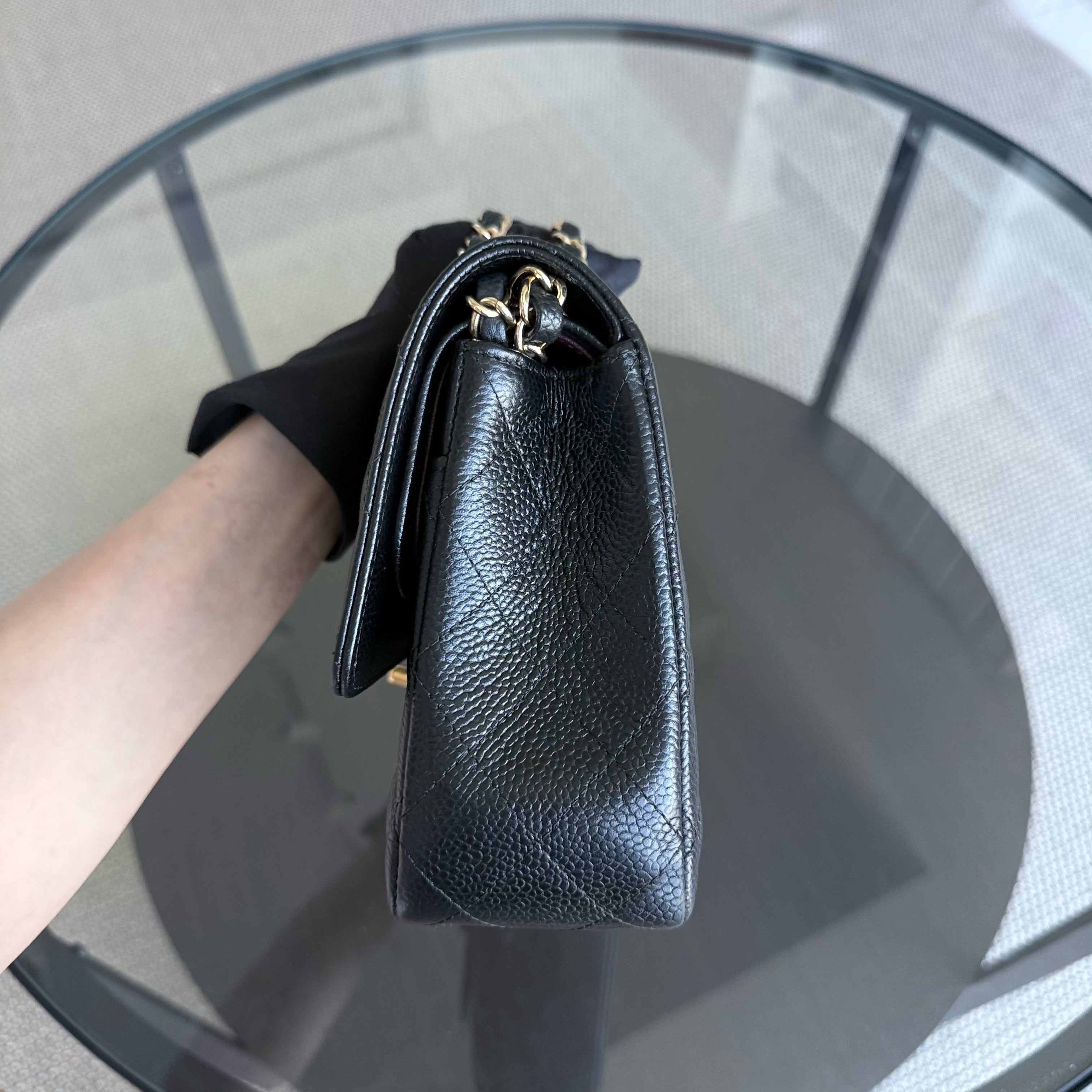 Chanel Classic Flap Medium - Caviar 25CM Quilted Black Gold Hardware Series 25