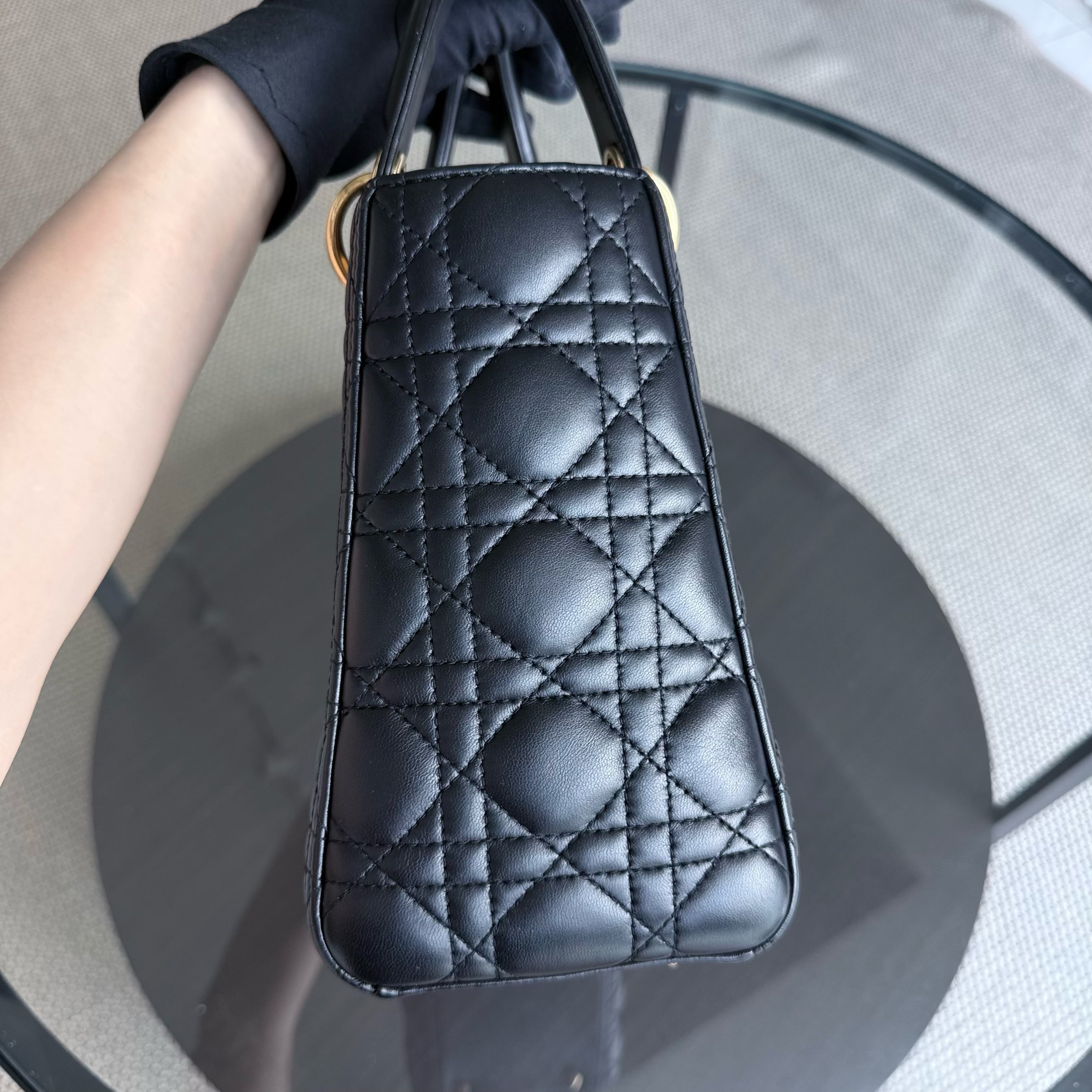 Dior Lady Medium - Cannage Lambskin Black Gold Hardware NO STRAP